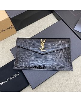 UPTOWN POUCH IN CROCODILE-EMBOSSED SHINY LEATHER YSL 565739.2