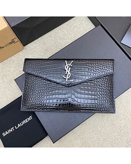 UPTOWN POUCH IN CROCODILE-EMBOSSED SHINY LEATHER YSL 565739