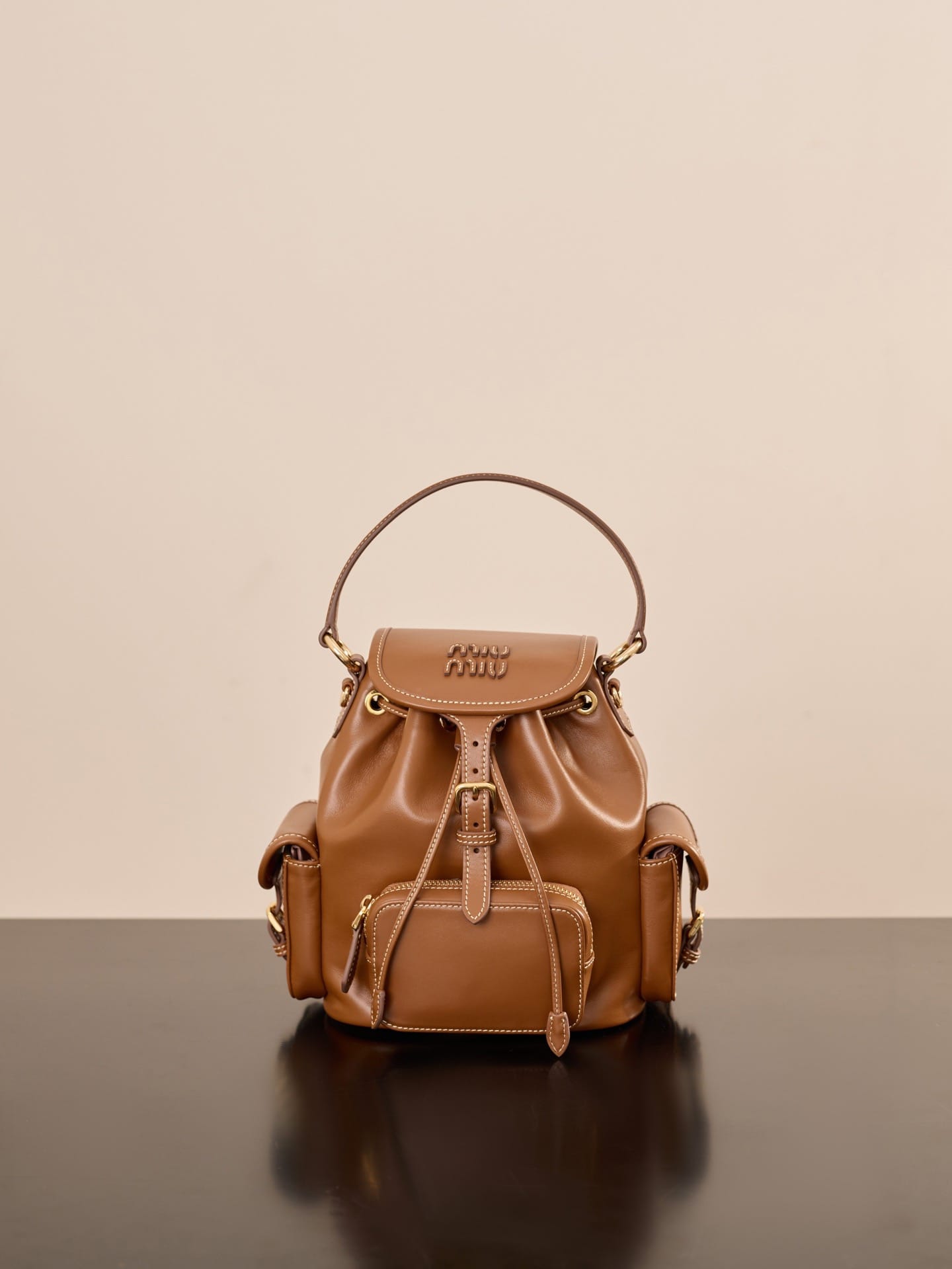 Leather backpack Miu Miu 5BZ043.2
