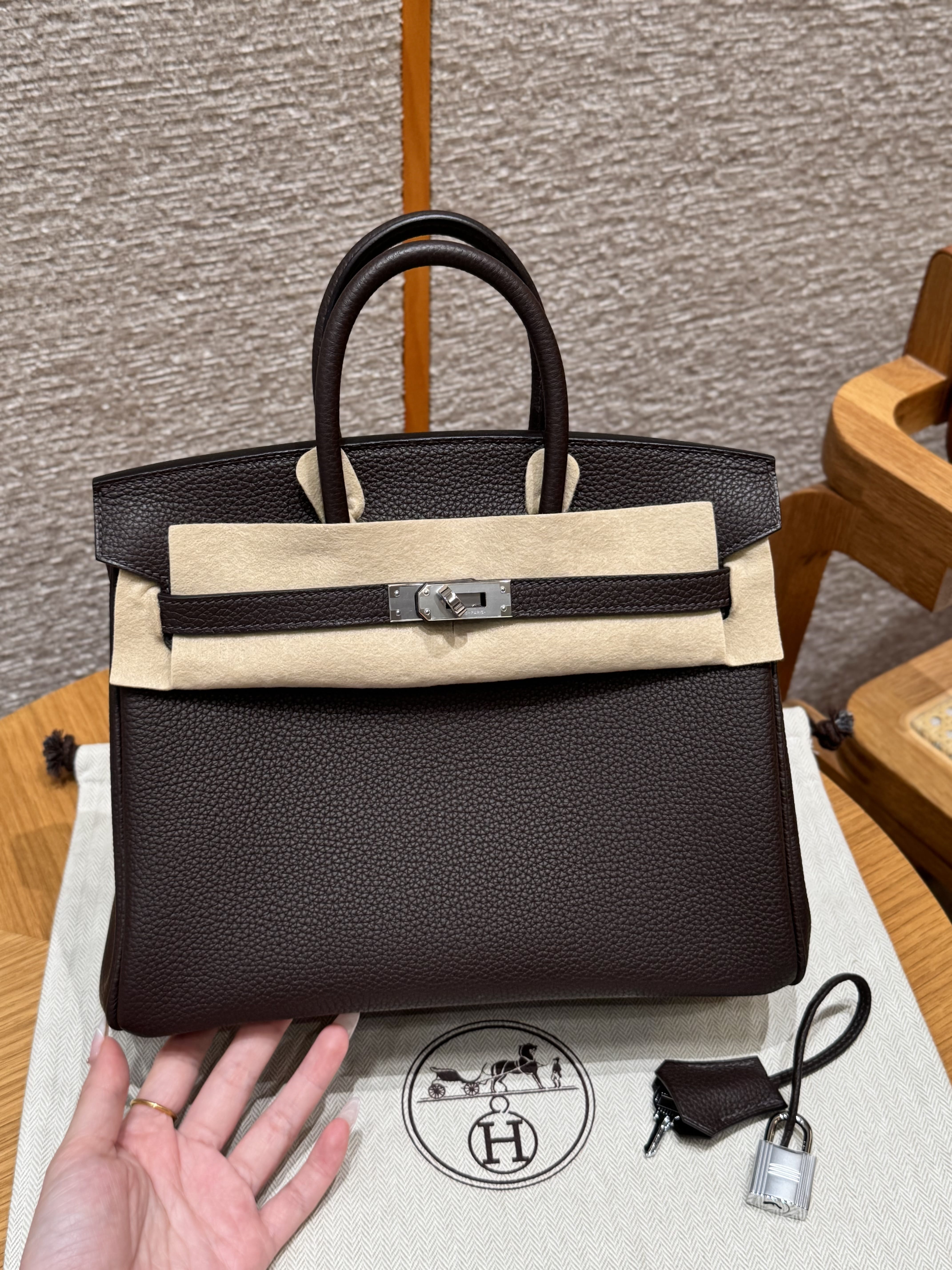 Birkin Hermes Togo 47/chocolate silver