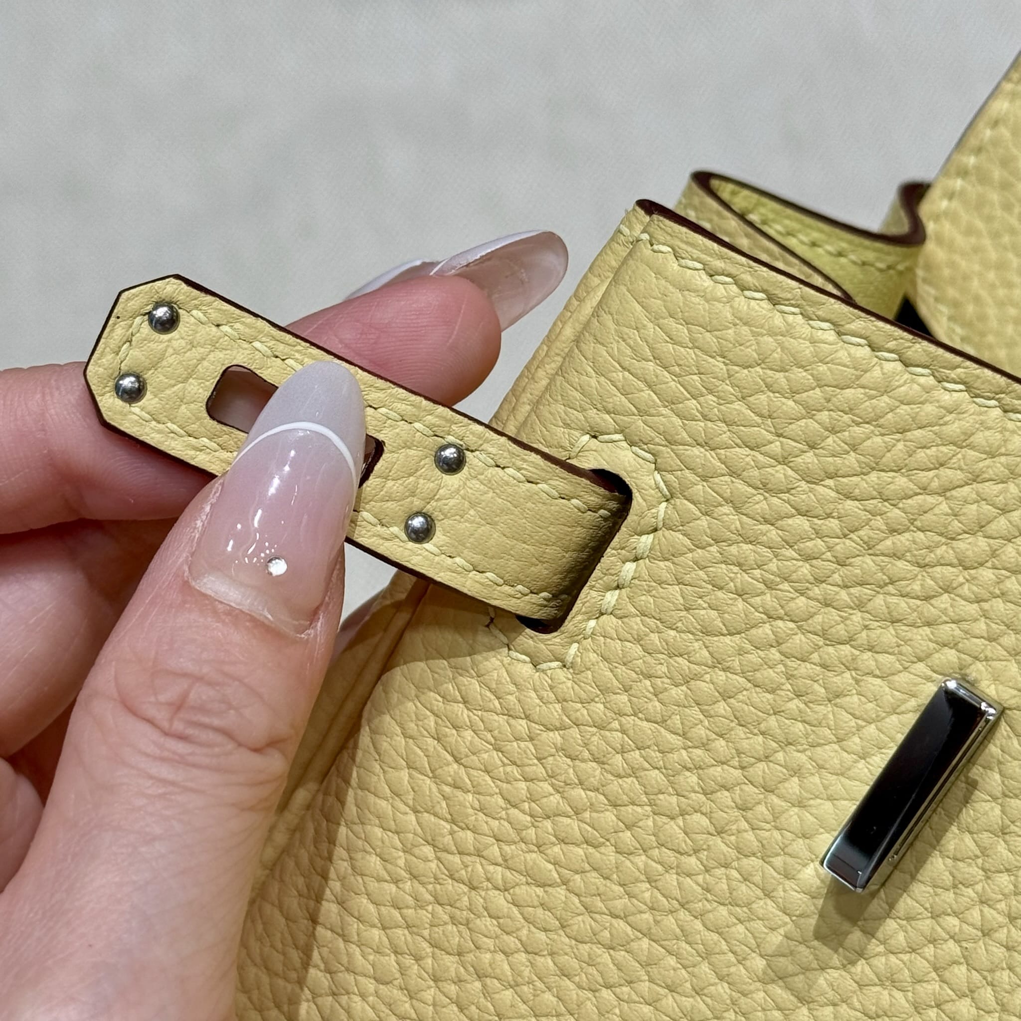 Birkin Hermes Togo 1Z/Jaune Poussin silver