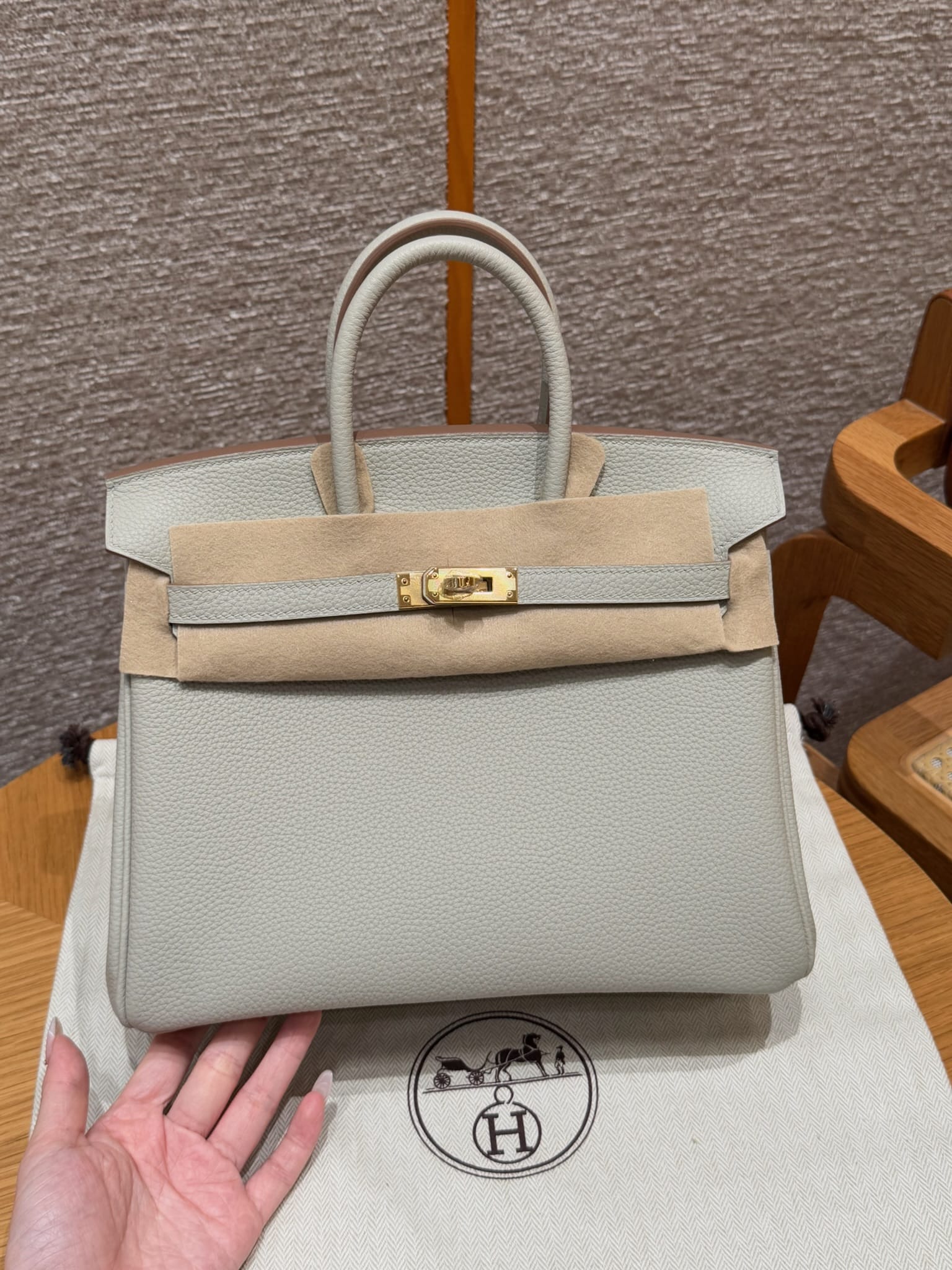 Birkin Hermes Togo 80/Gris Perle gold