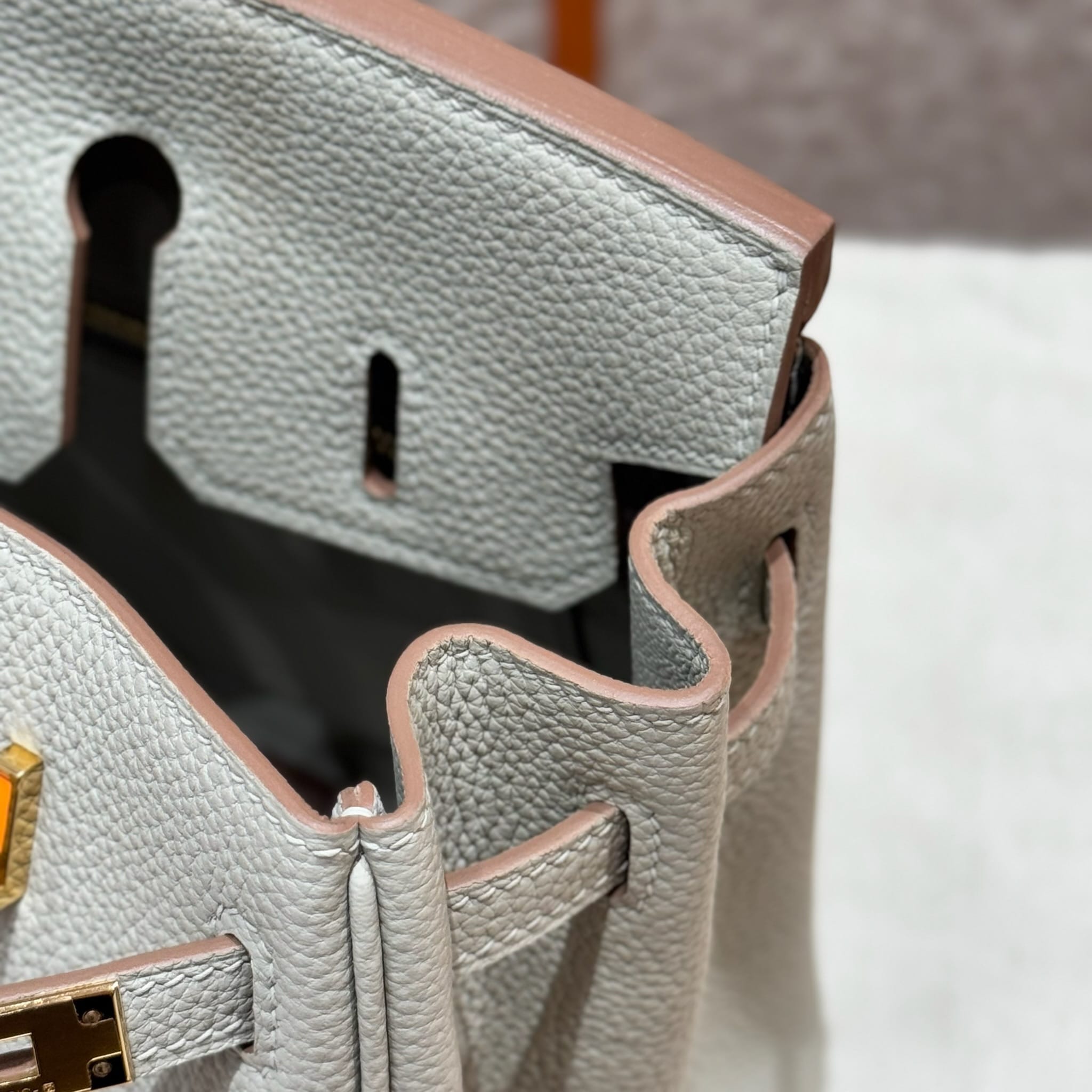 Birkin Hermes Togo 80/Gris Perle gold