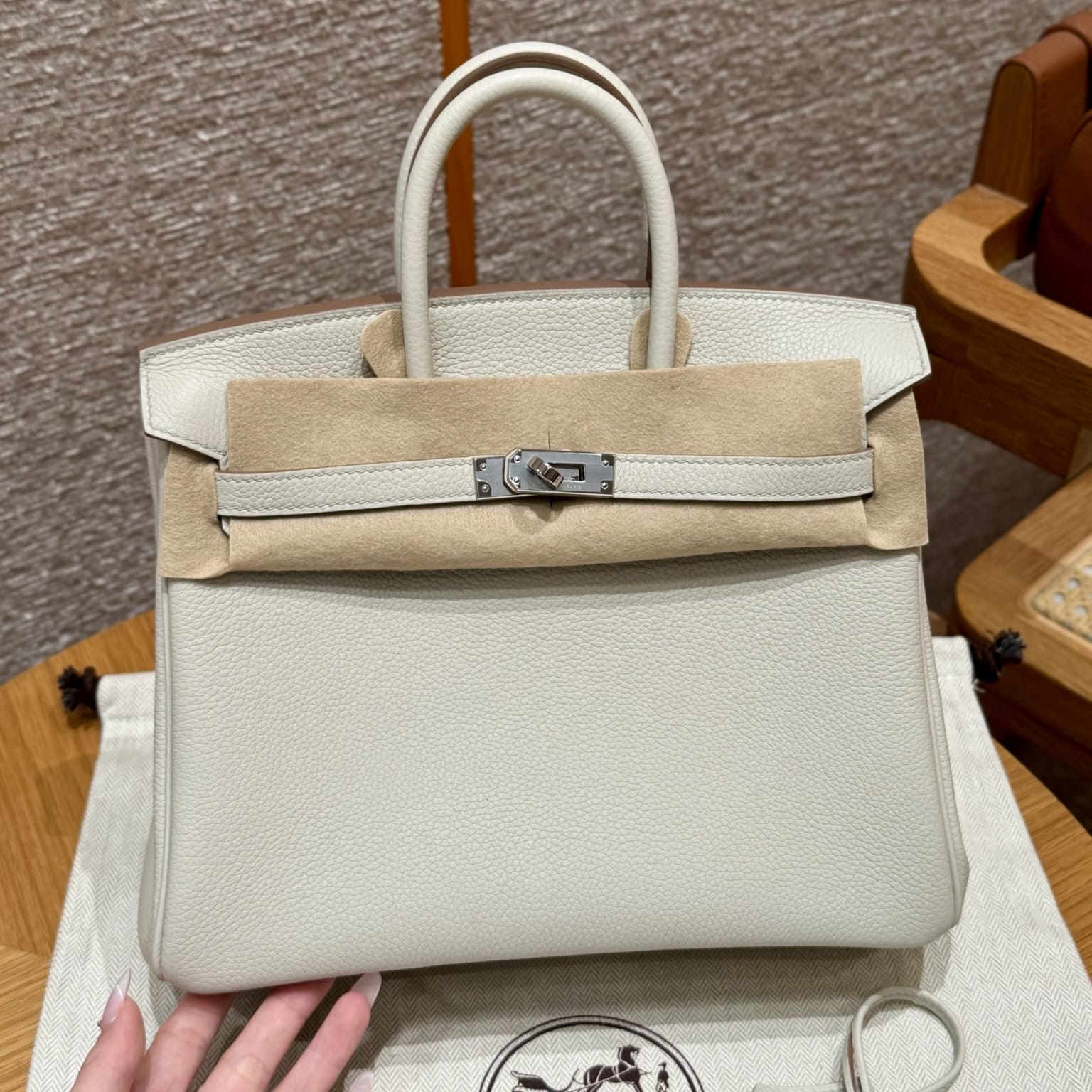 Birkin Hermes Togo 8L/Beton silver