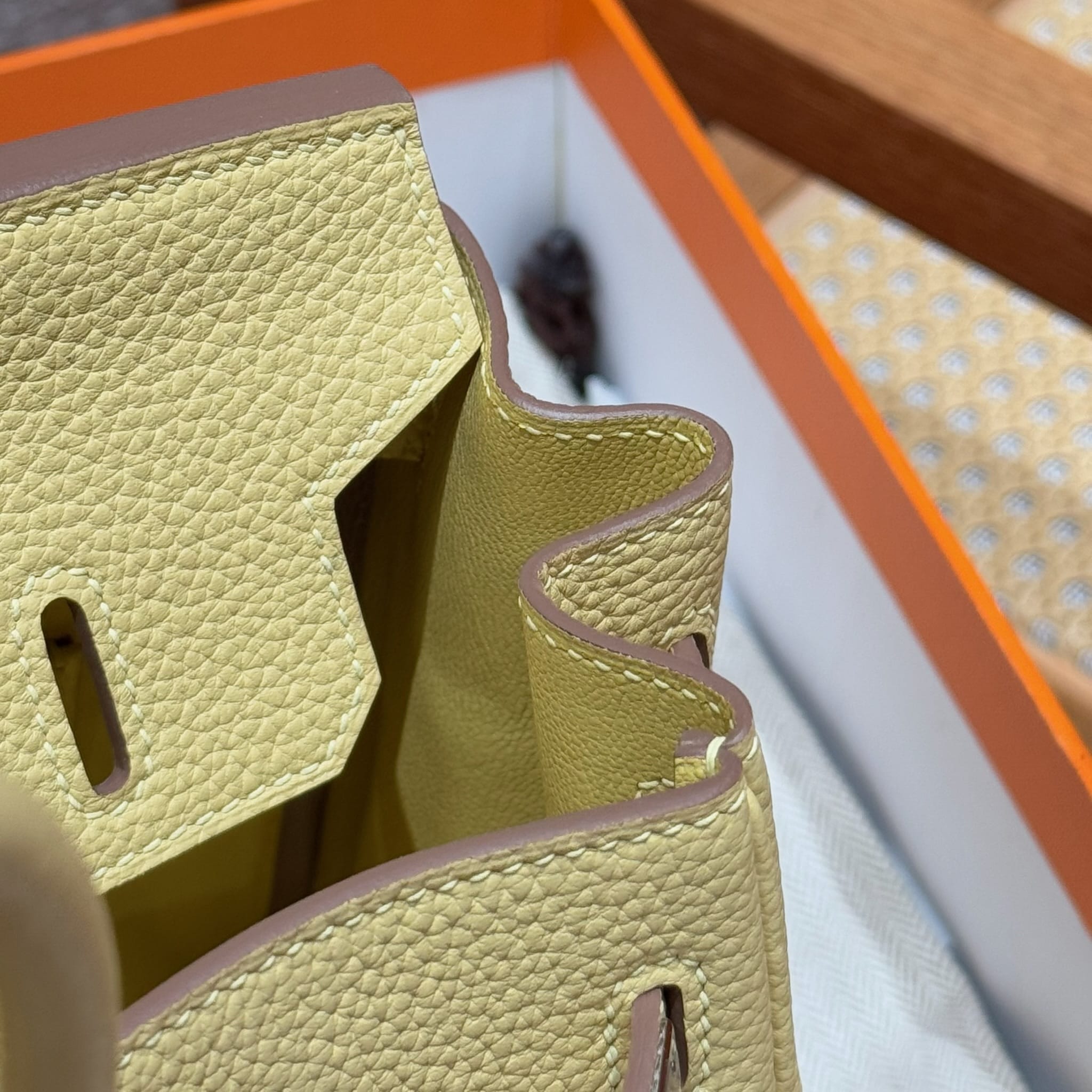 Birkin Hermes Togo i8/Jaune Milton silver