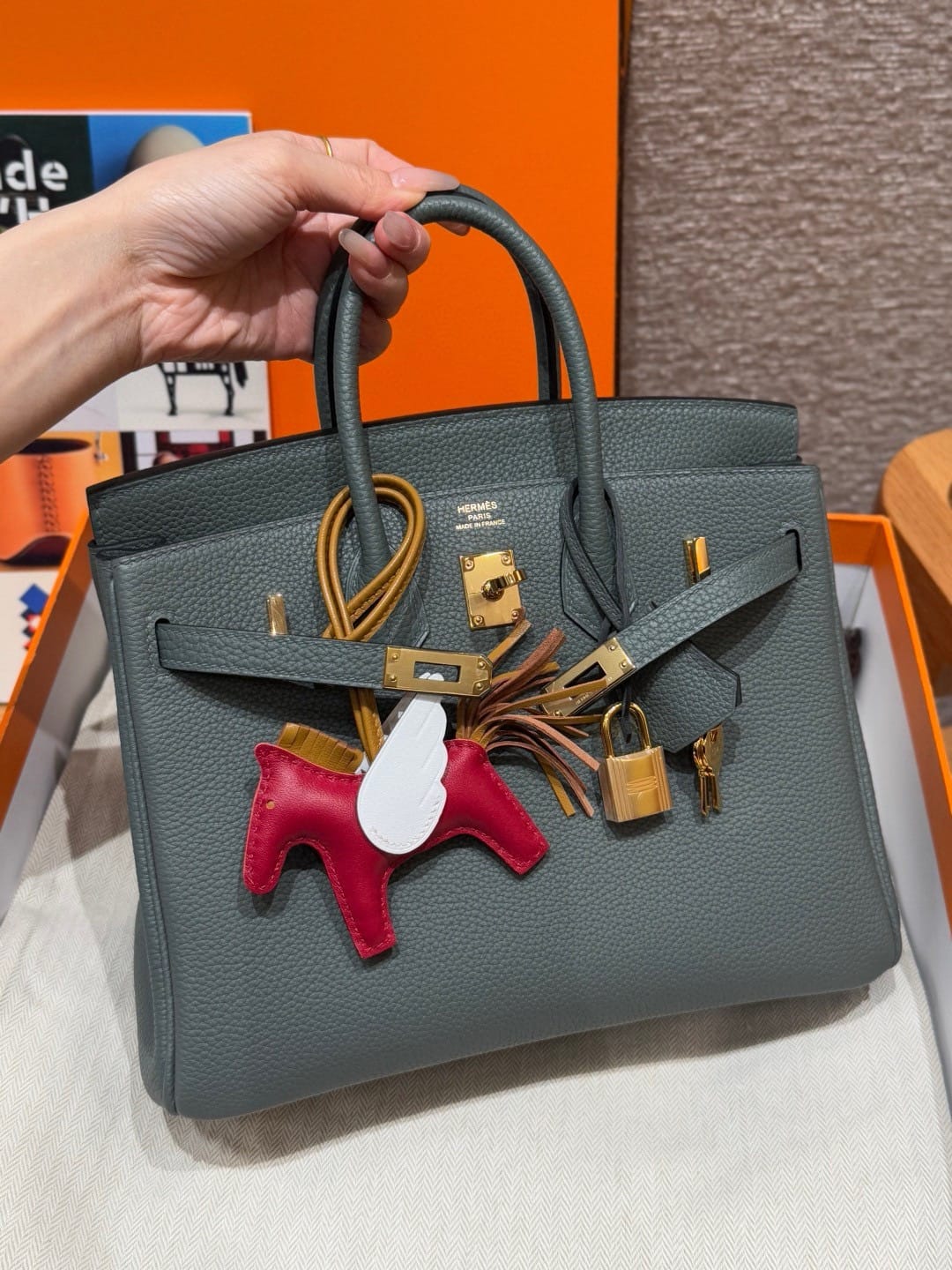 Birkin Hermes Togo 63/Vert Amanda gold