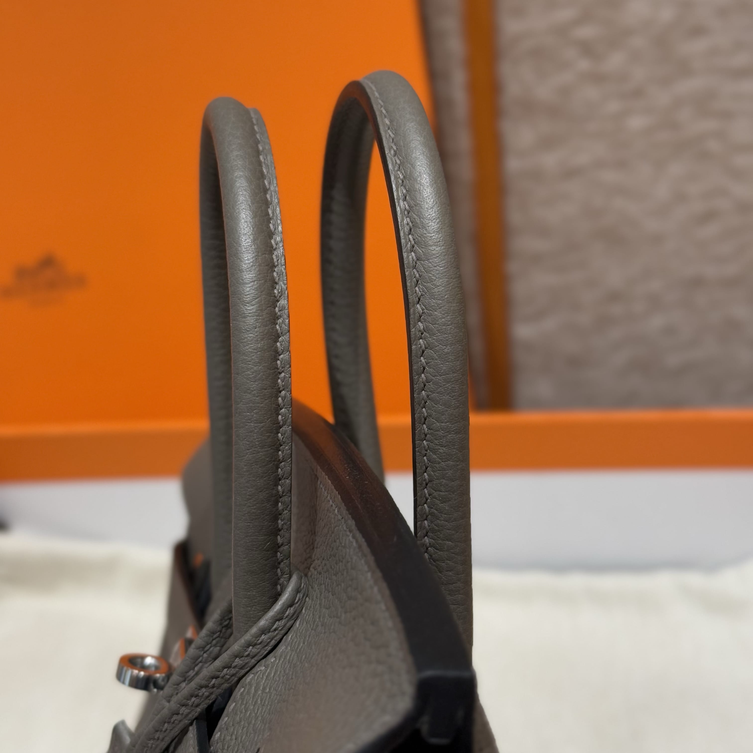 Birkin Hermes Togo 8F/Etain silver