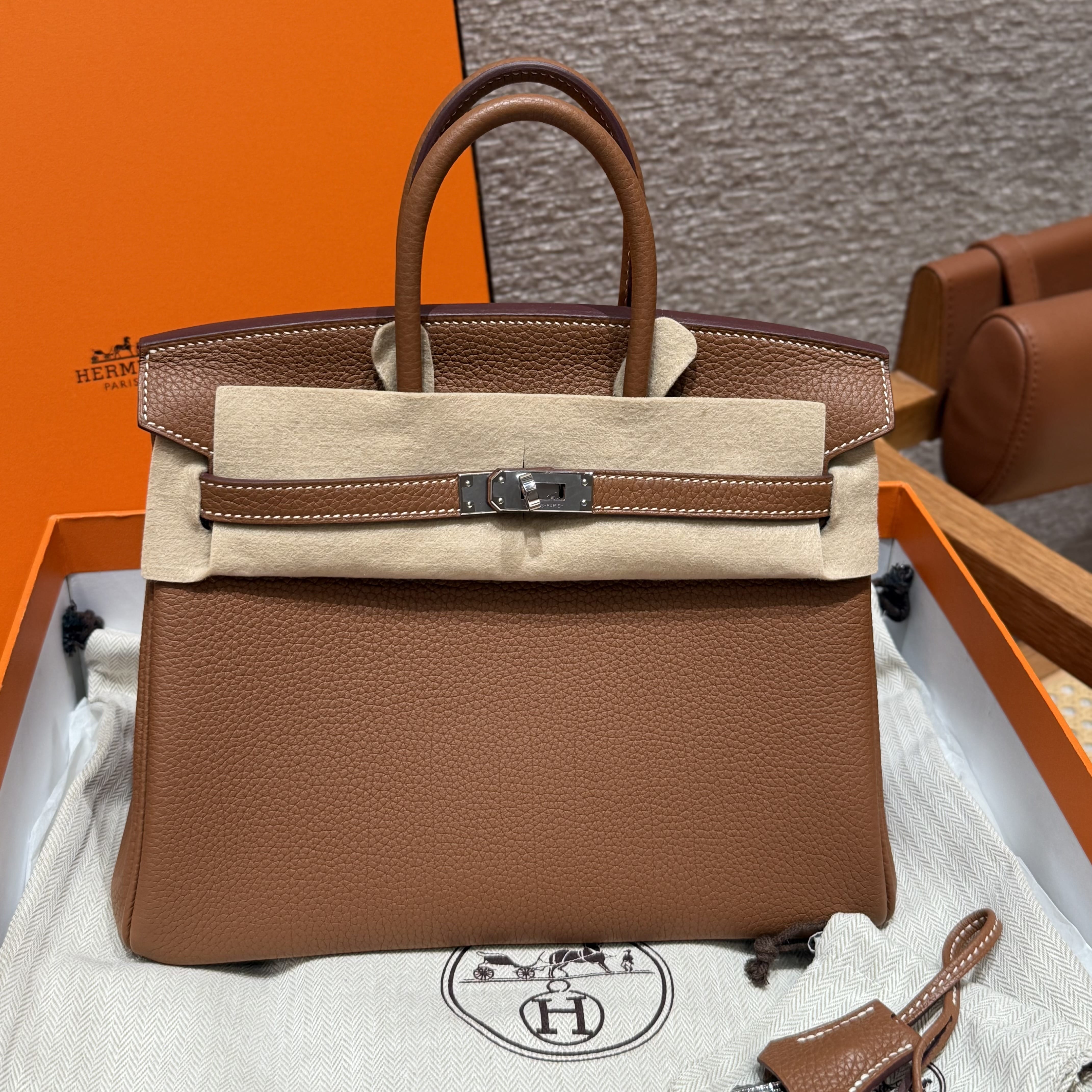 Birkin Hermes Togo 37/Gold silver