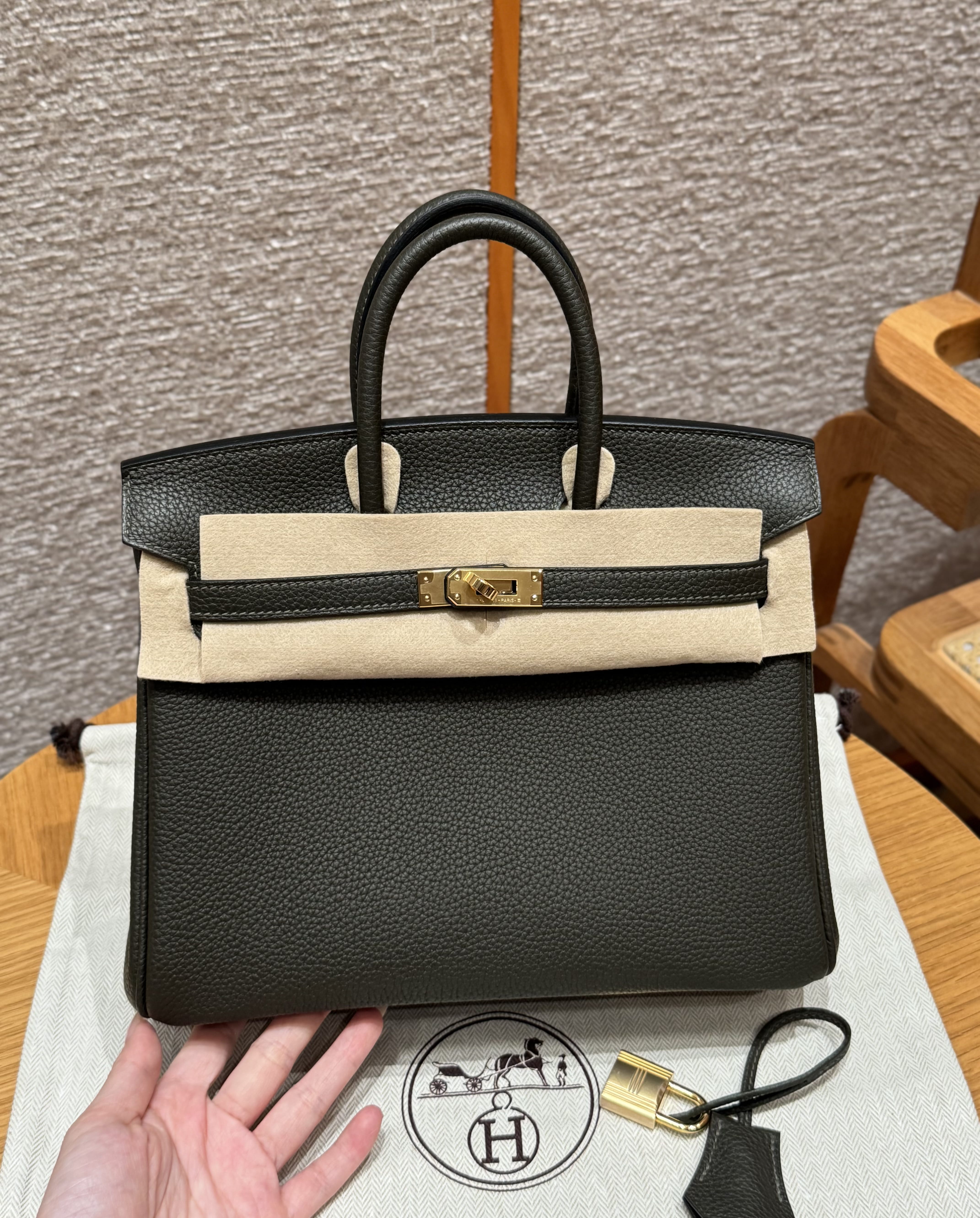 Birkin Hermes Togo C6/Vert girs gold