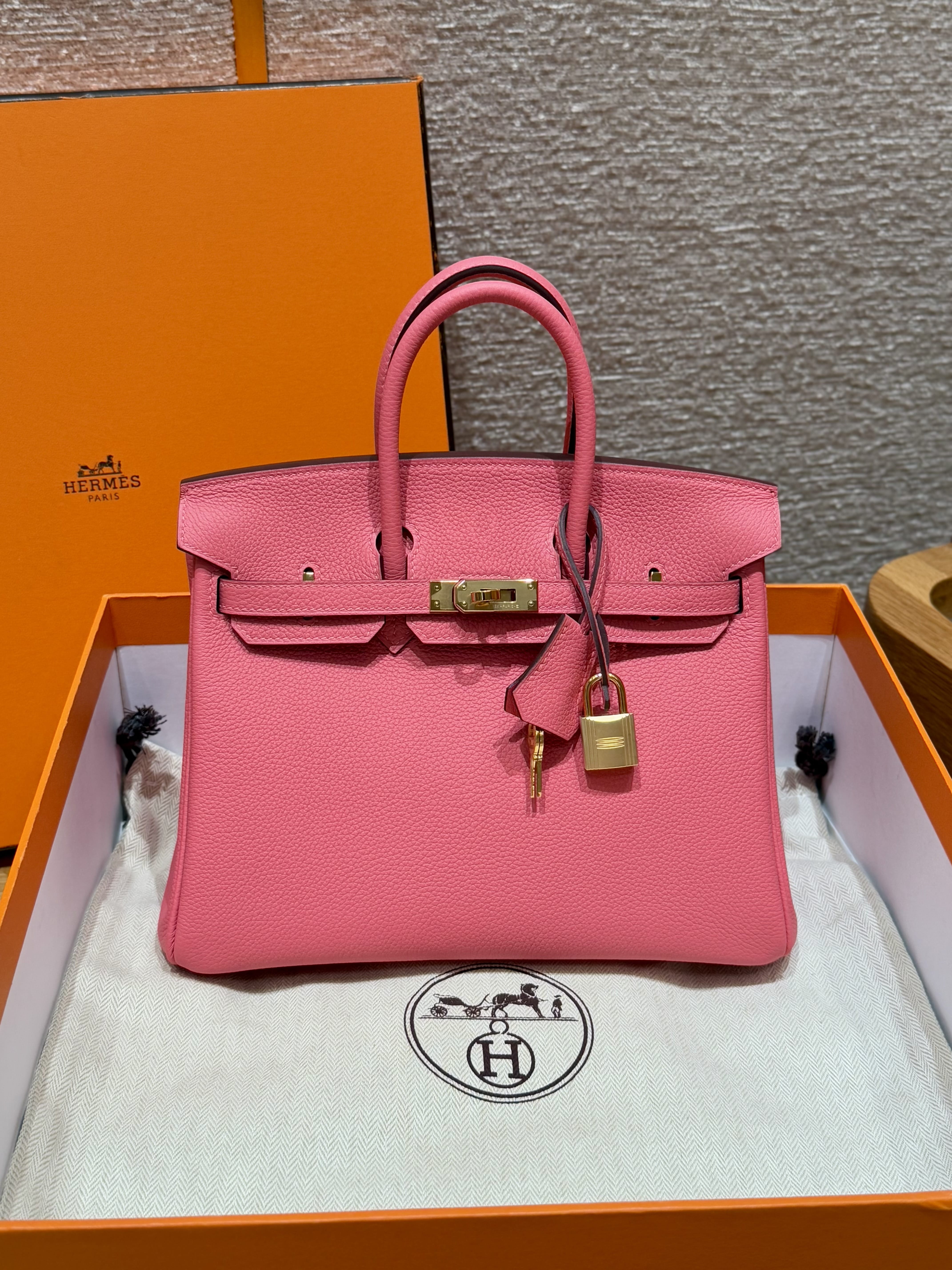 Birkin Hermes Togo U5/Rose lipstick silver