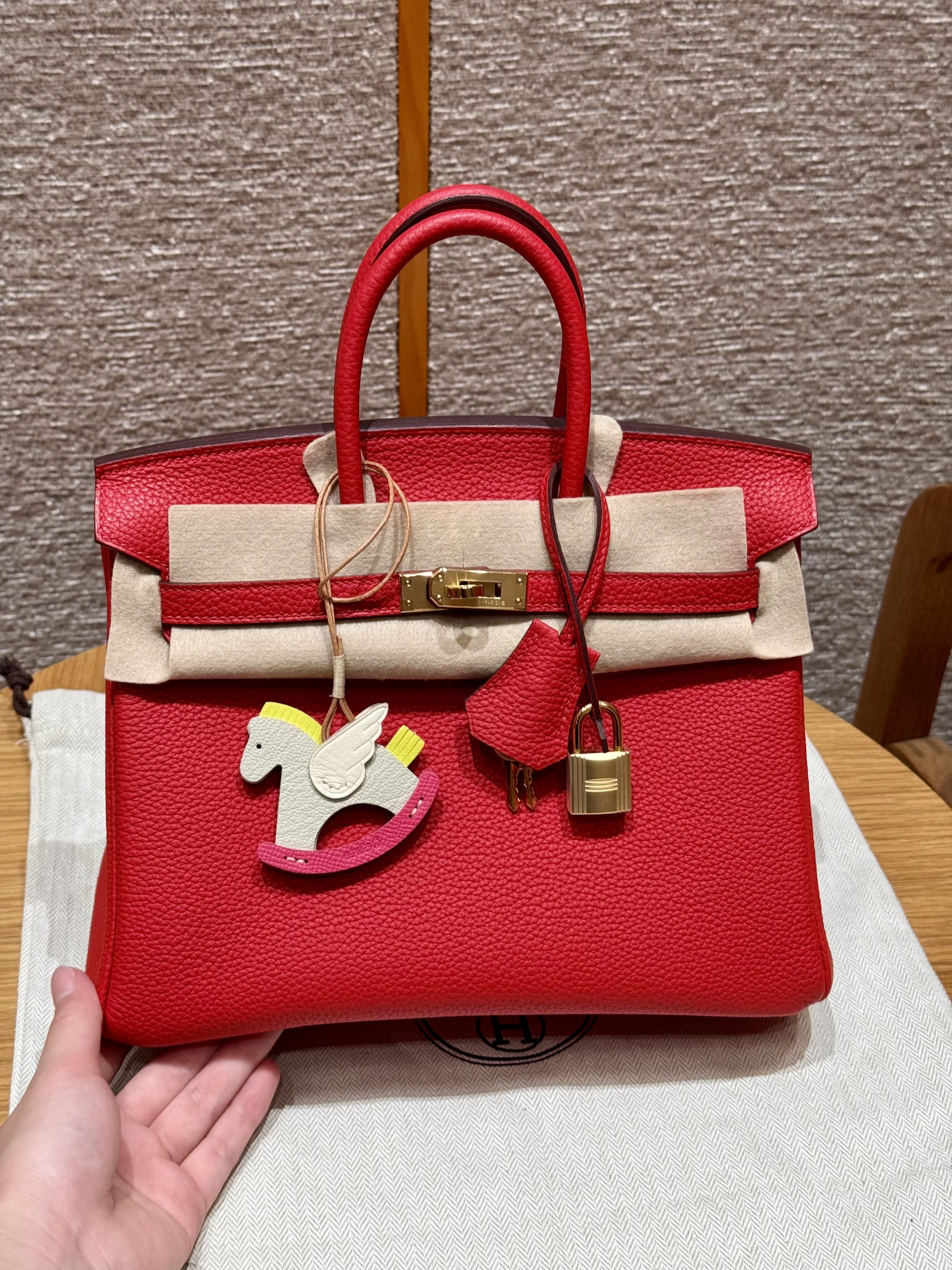 Birkin Hermes Togo Q5/Rouge casaque/55/Rouge H gold