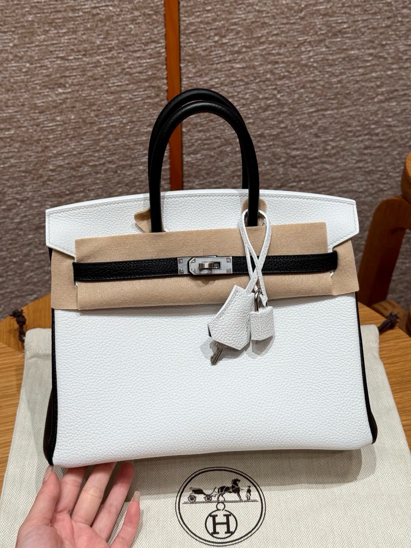 Birkin Hermes Togo 01/Blanc/89/Noir silver