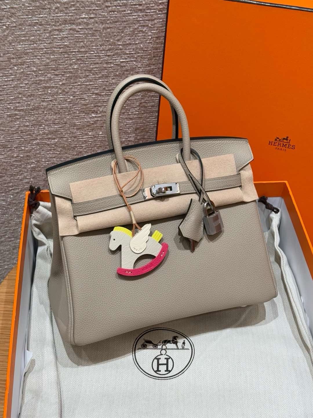 Birkin Hermes Togo 81/Gris tourterlle silver