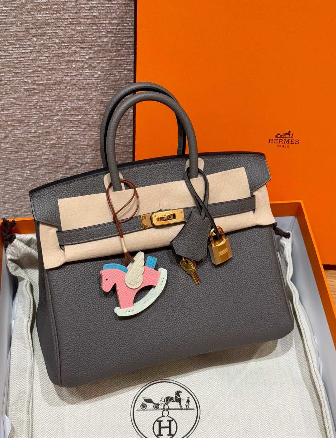 Birkin Hermes Togo 8F/Etain gold