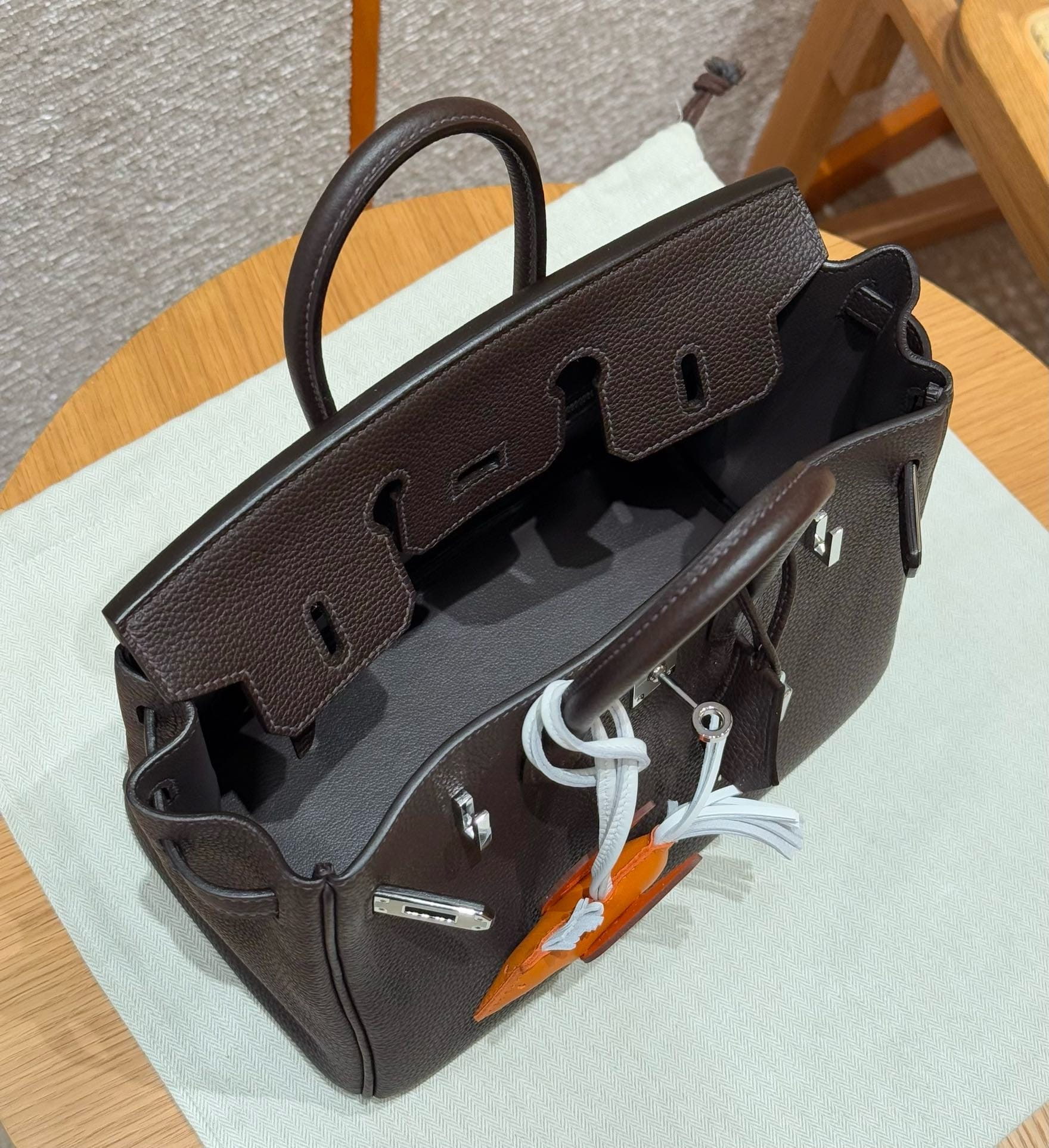 Birkin Hermes Togo 46/Ebene silver