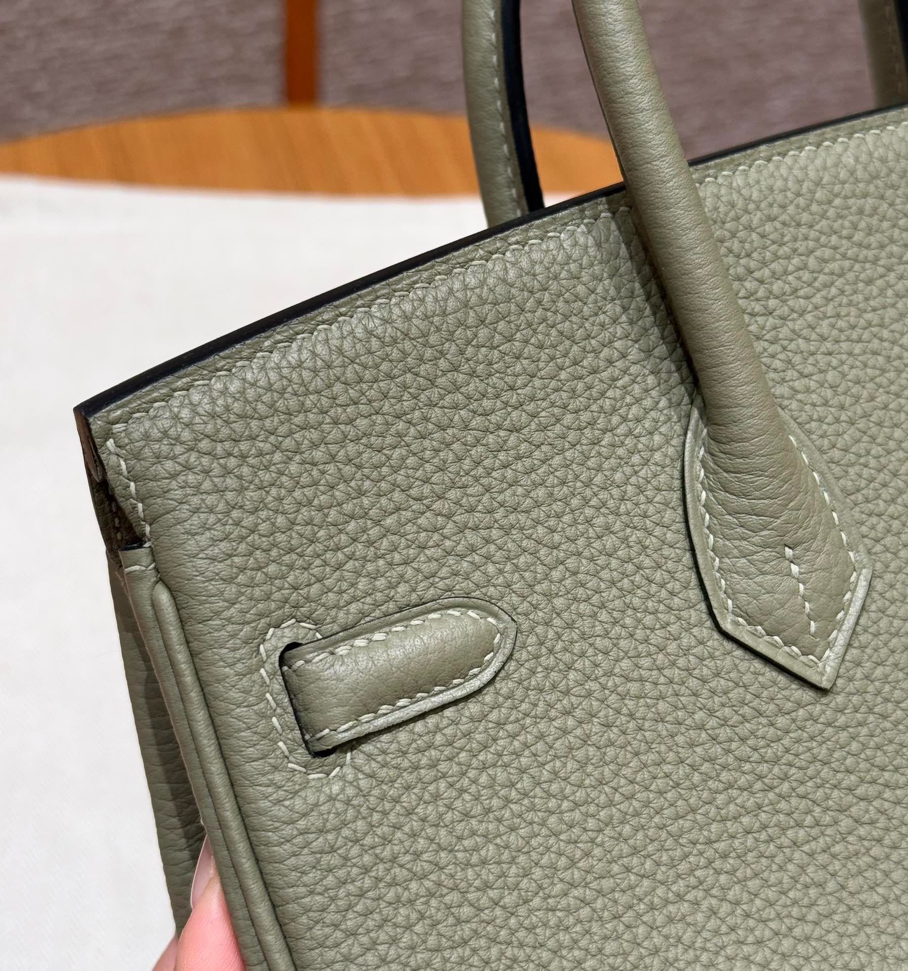 Birkin Hermes Togo Q1/Sauge silver