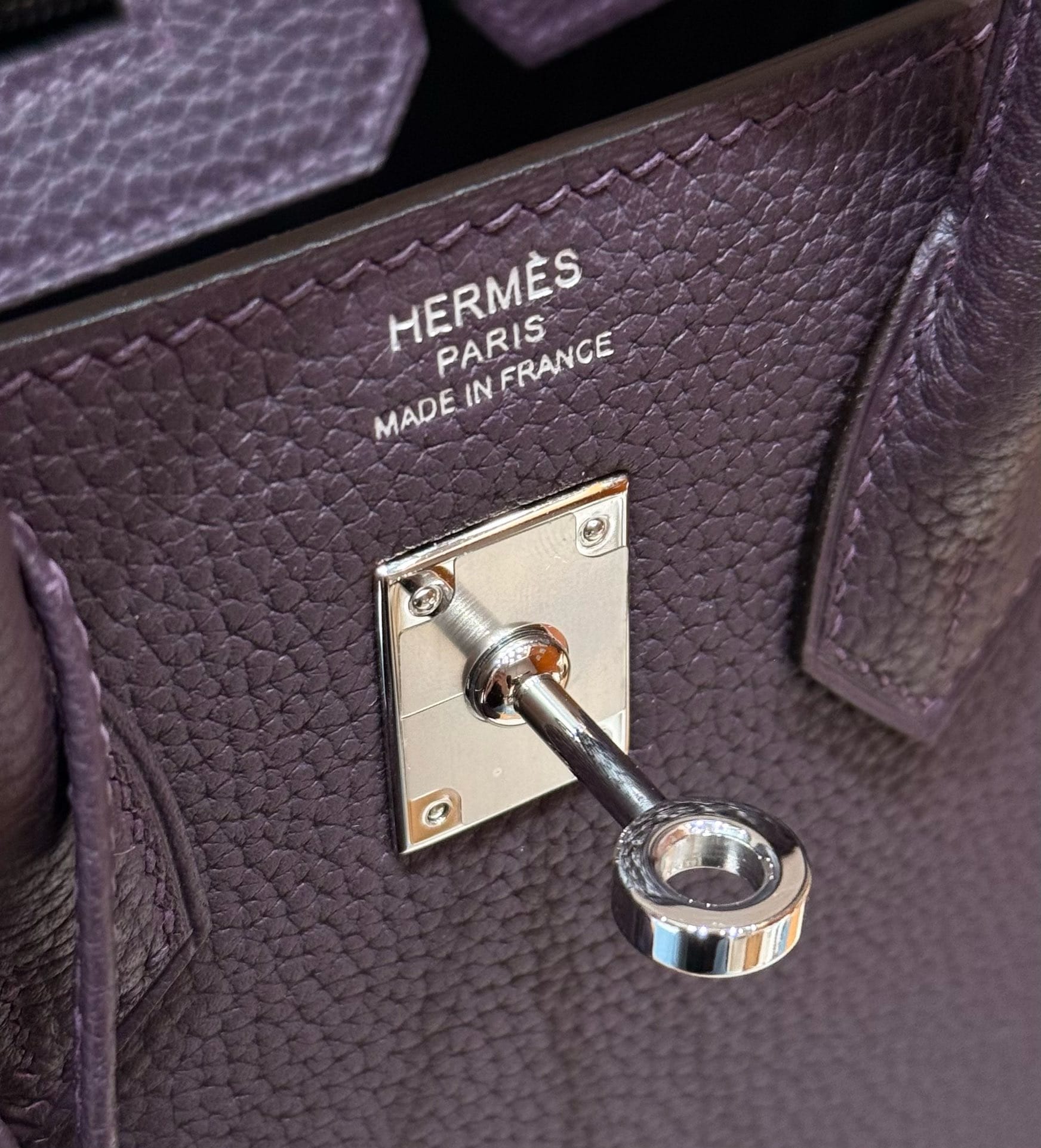 Birkin Hermes Togo 59/Raisin silver