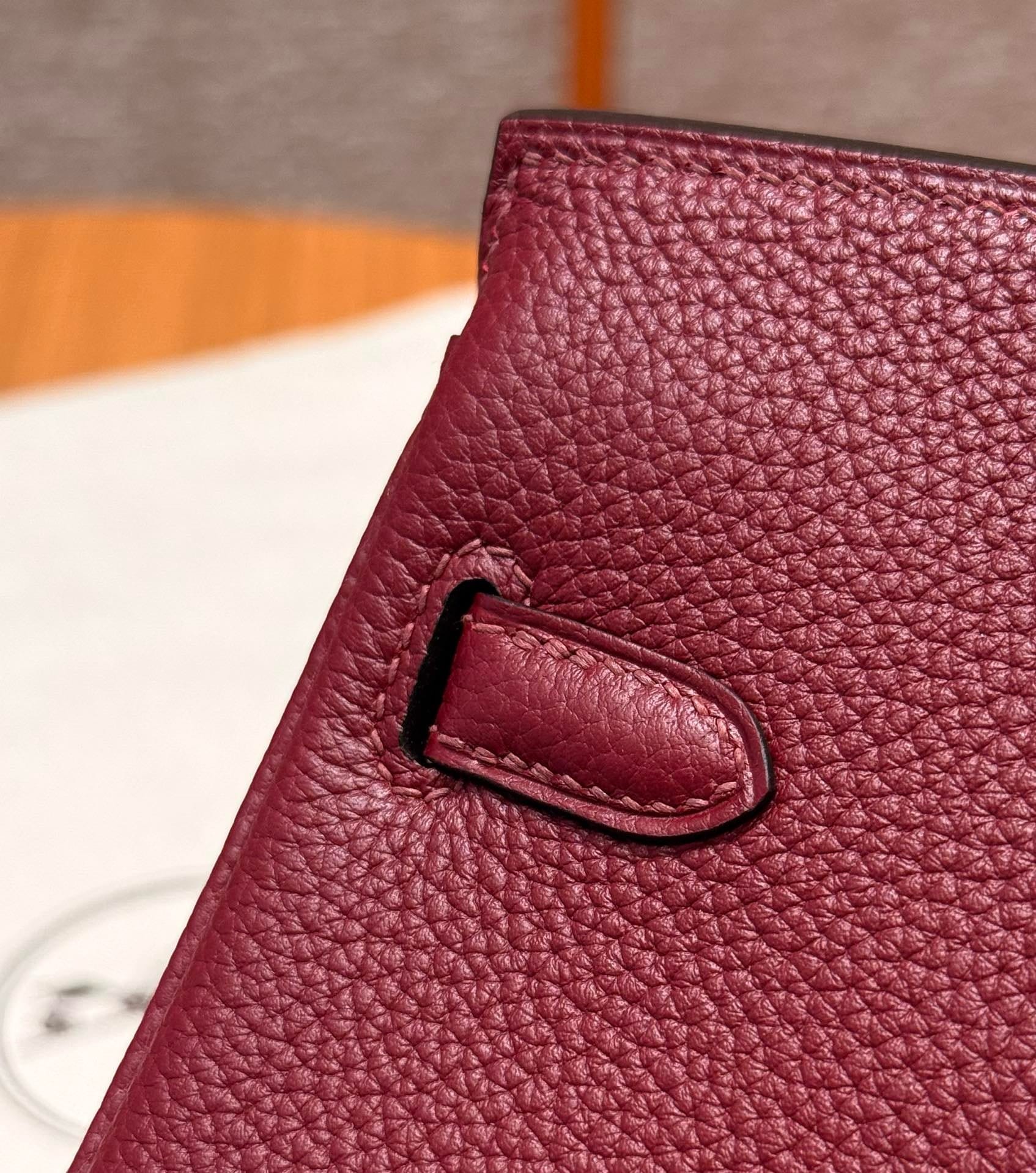 Birkin Hermes Togo 57/Bordeaux and Q5/Rouge casaque silver