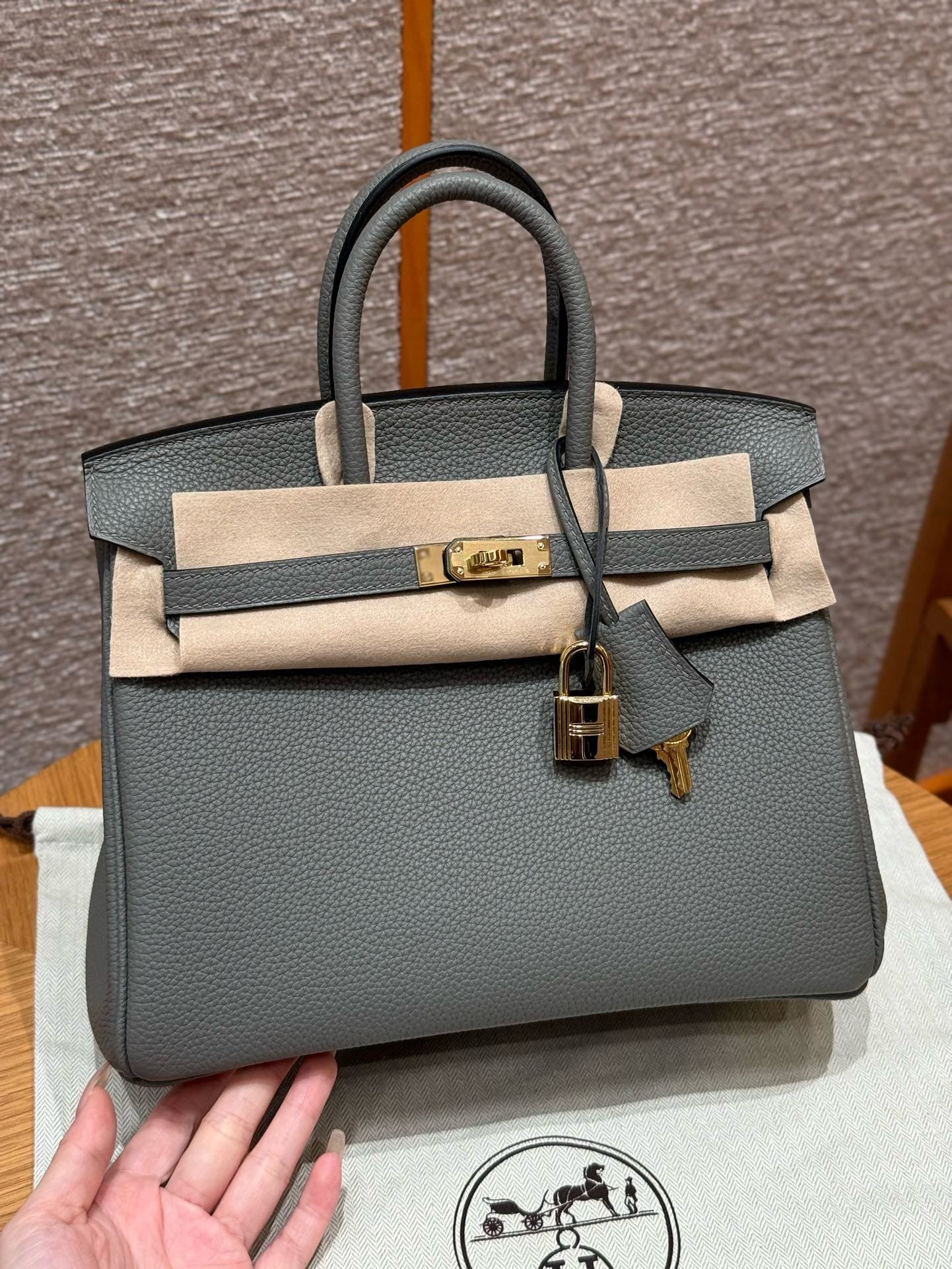 Birkin Hermes Togo 0L/Gris Meyer gold