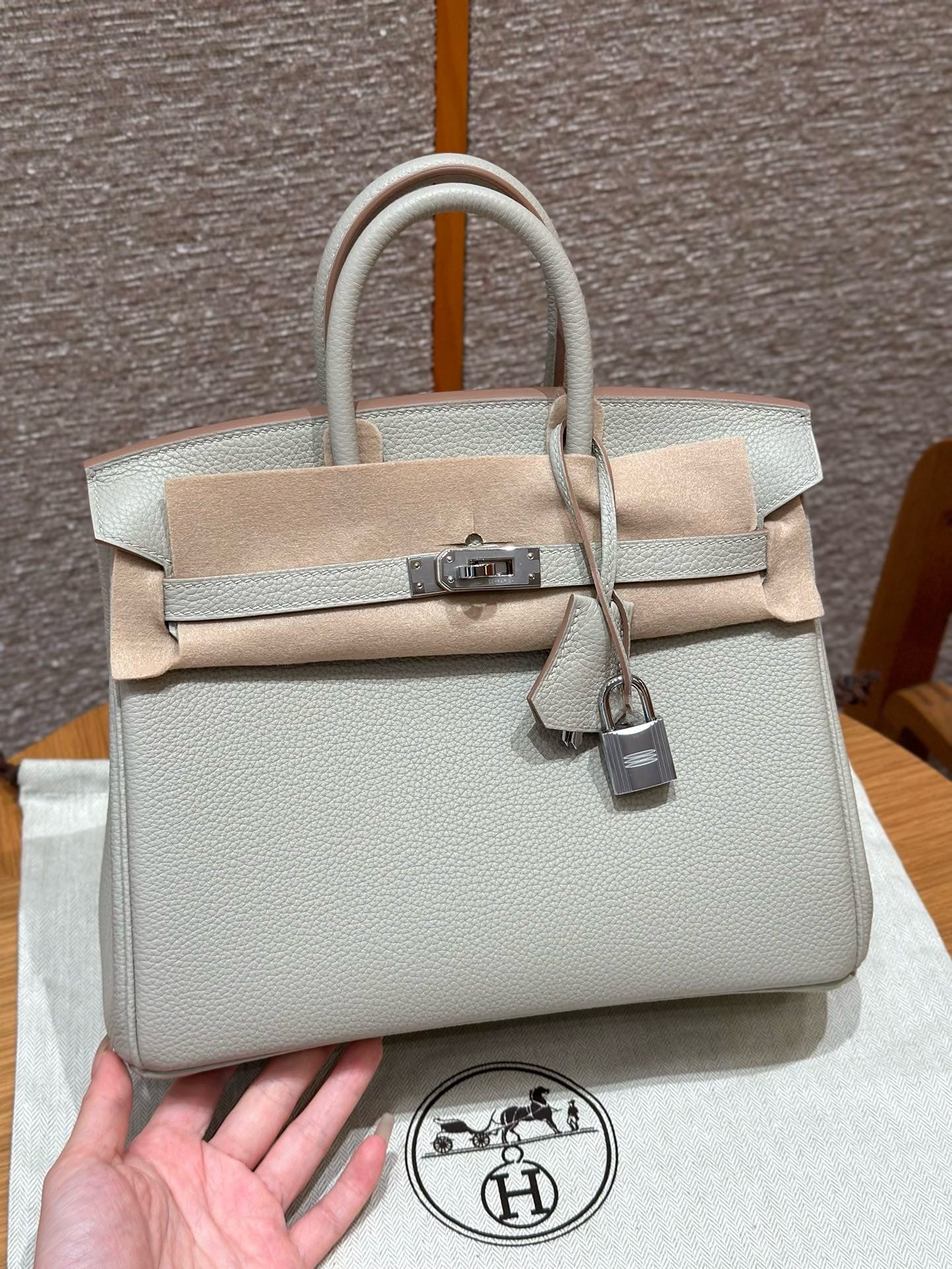 Birkin Hermes Togo 80/Gris Perle silver