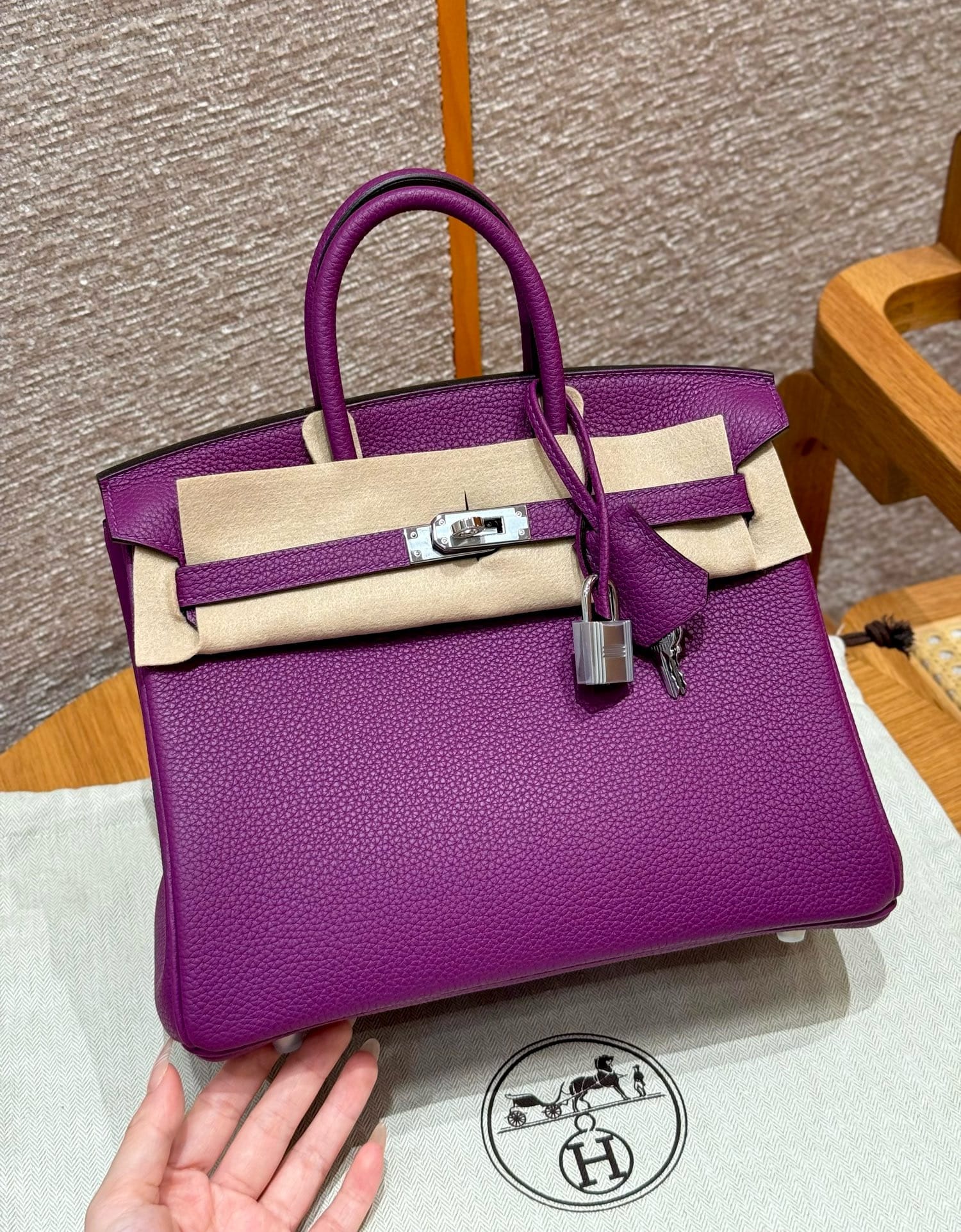 Birkin Hermes Togo P9/Anemone silver