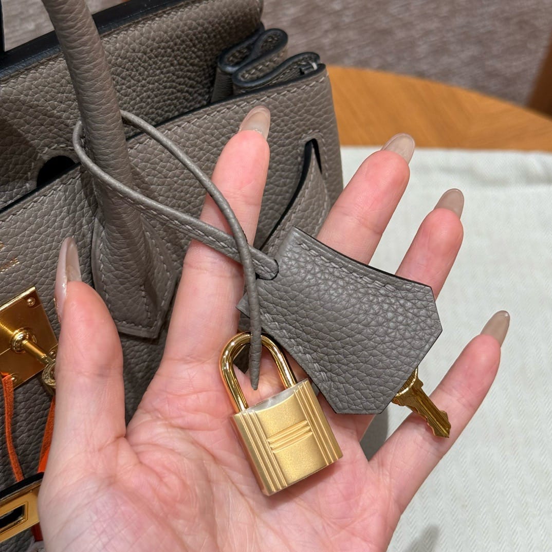 Birkin Hermes Togo M8/Girs Asphalte gold