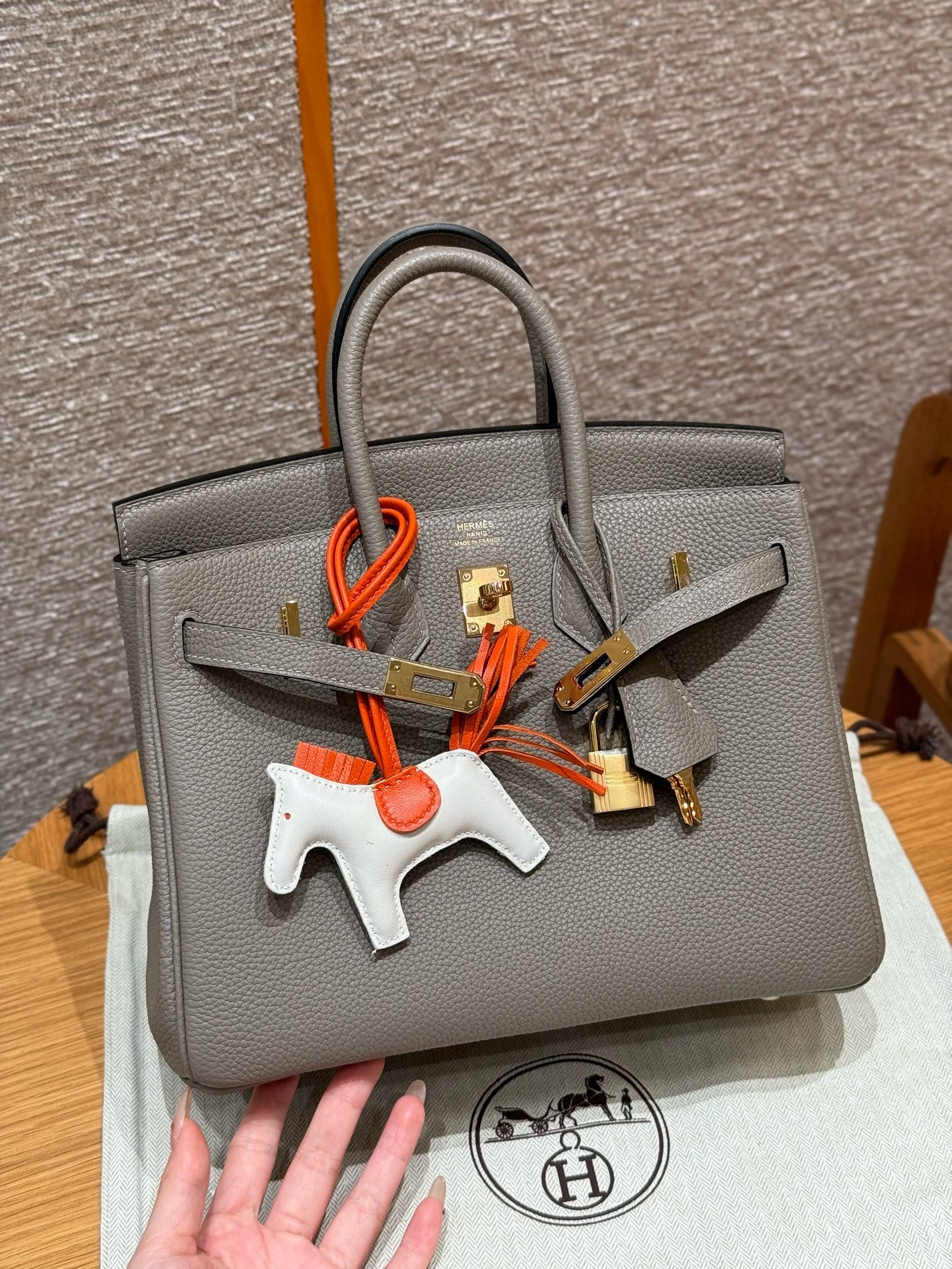 Birkin Hermes Togo M8/Girs Asphalte gold