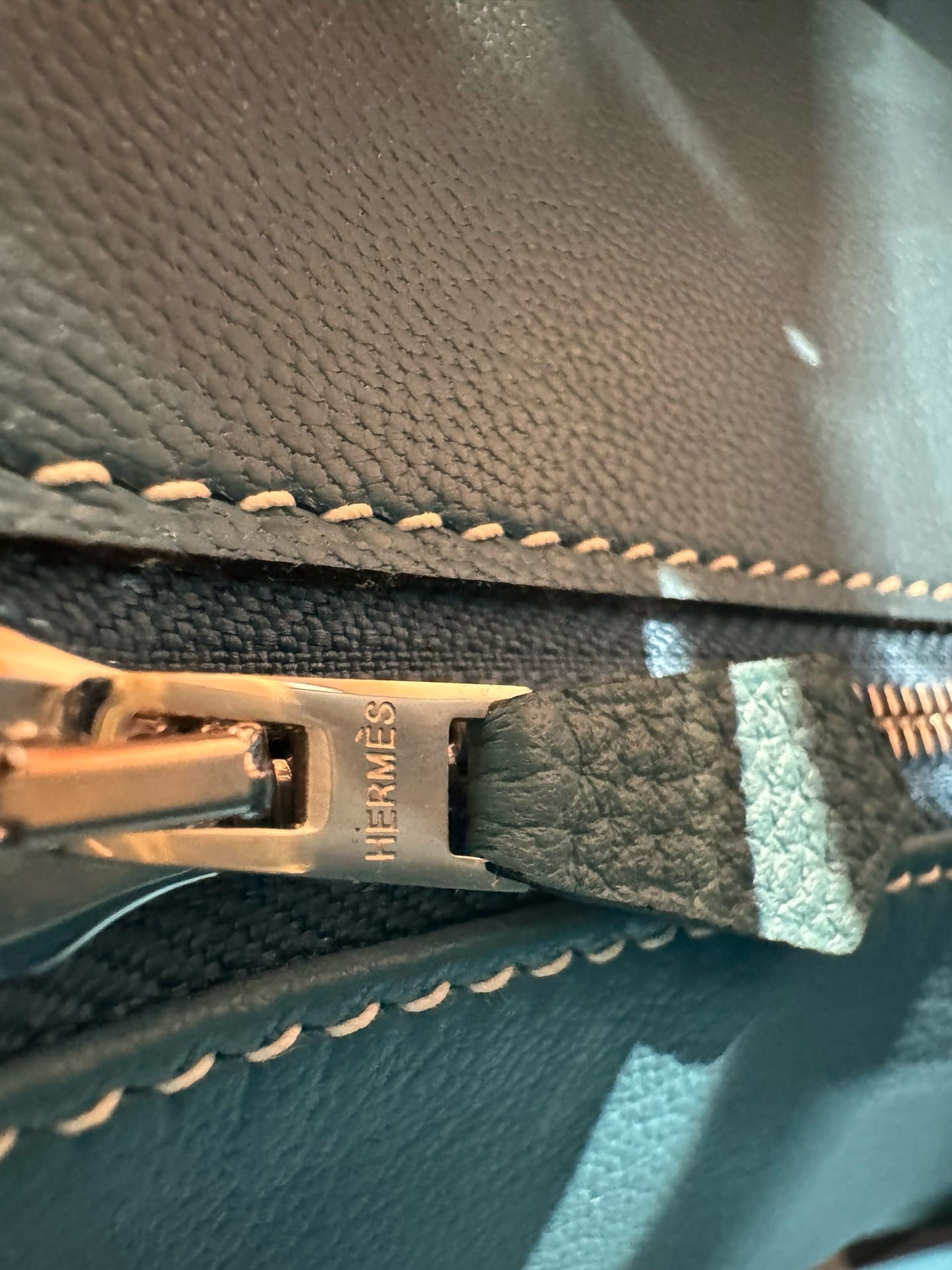 Birkin Hermes Togo 45/Blue Jean silver