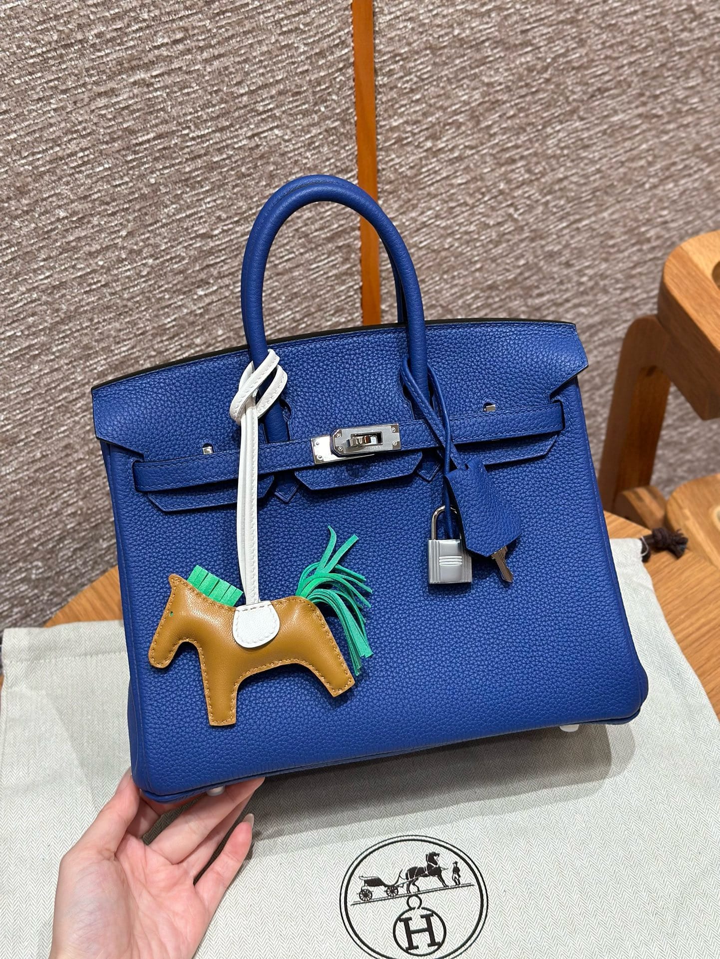 Birkin Hermes Togo 7T/Blue electric sliver