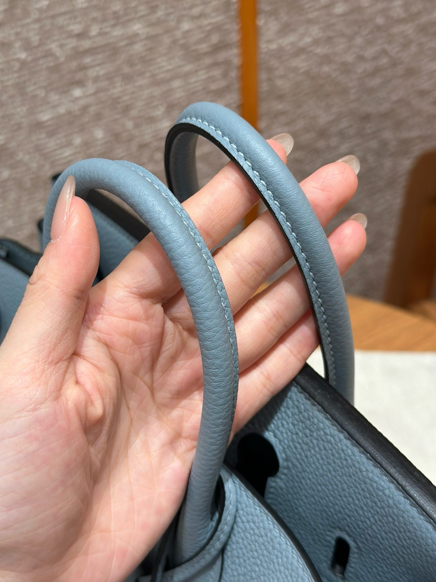 Birkin Hermes Togo J7/Blue lin sliver