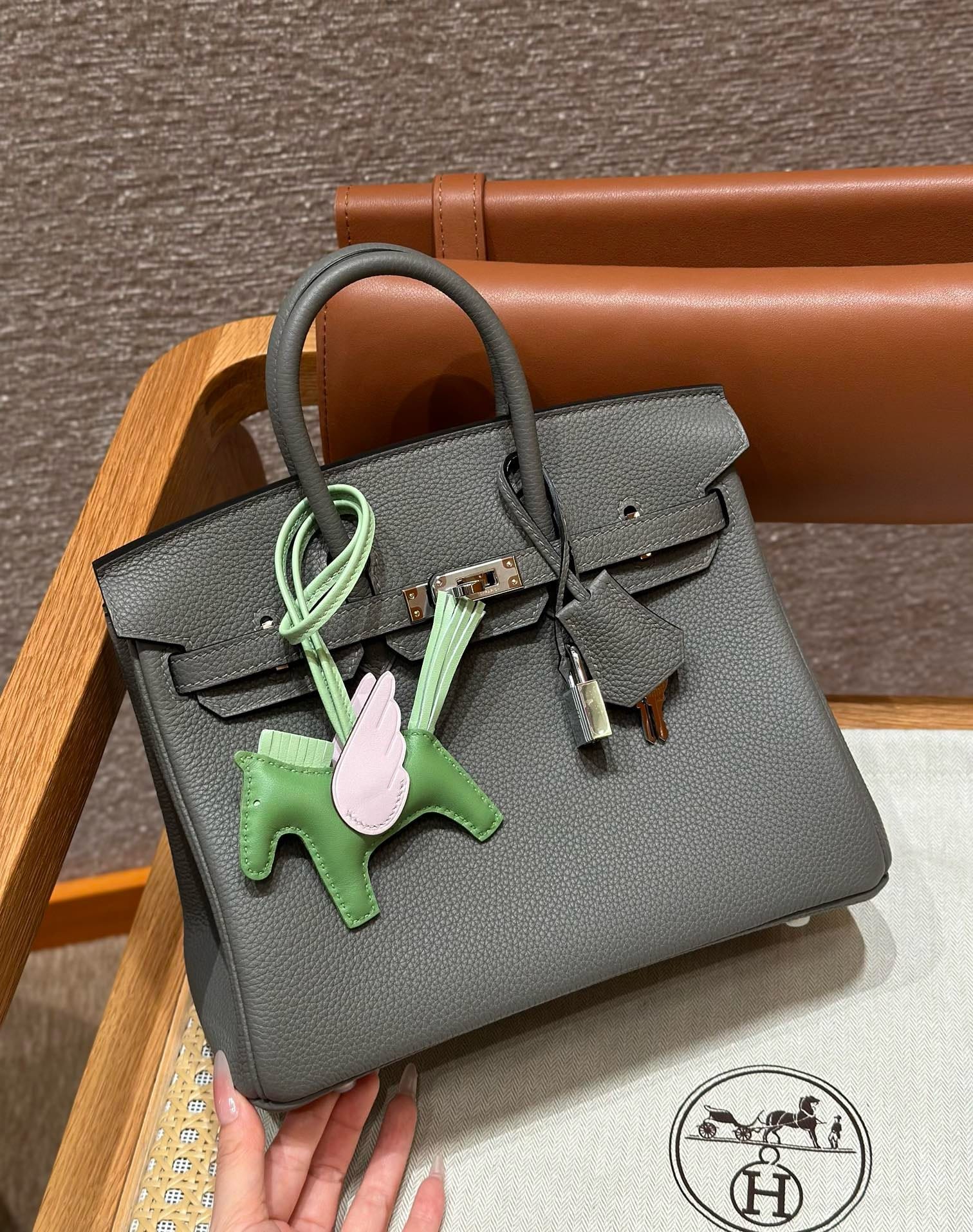 Birkin Hermes Togo 0L/Gris Meyer silver