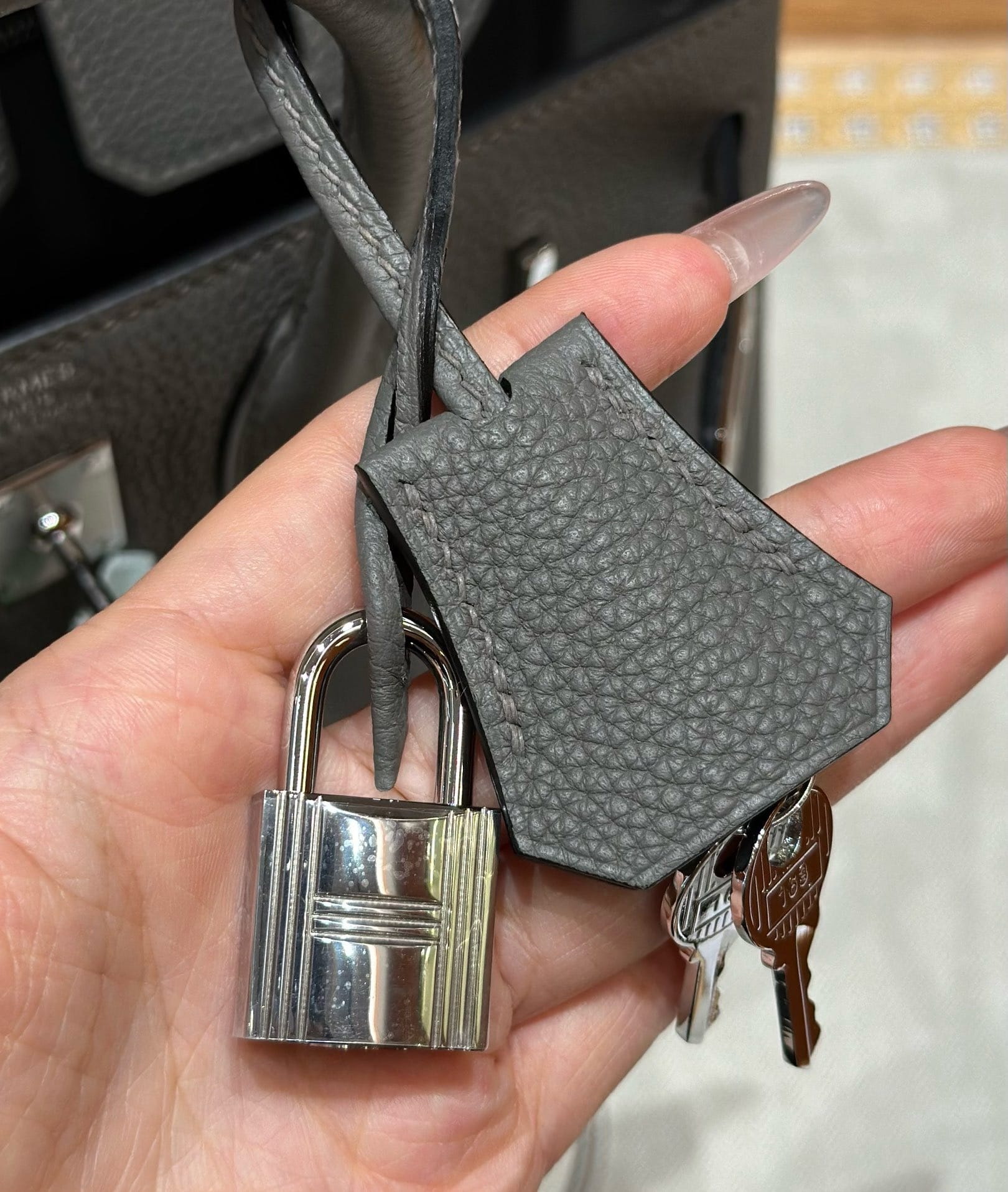 Birkin Hermes Togo 0L/Gris Meyer silver