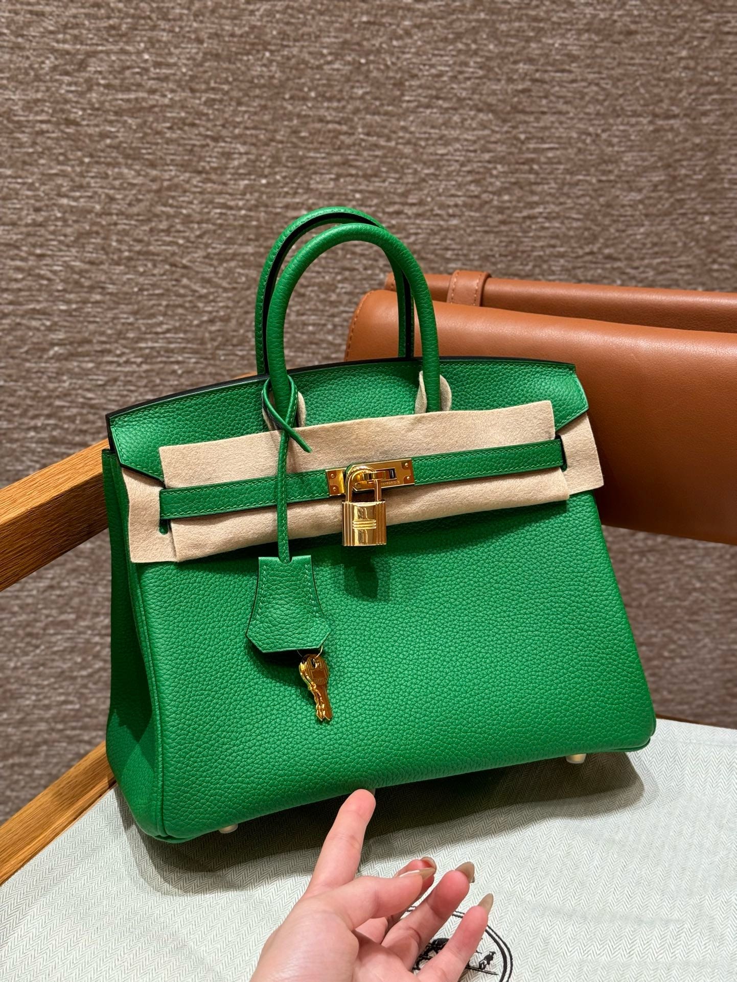 Birkin Hermes Togo 1K/Bambou gold