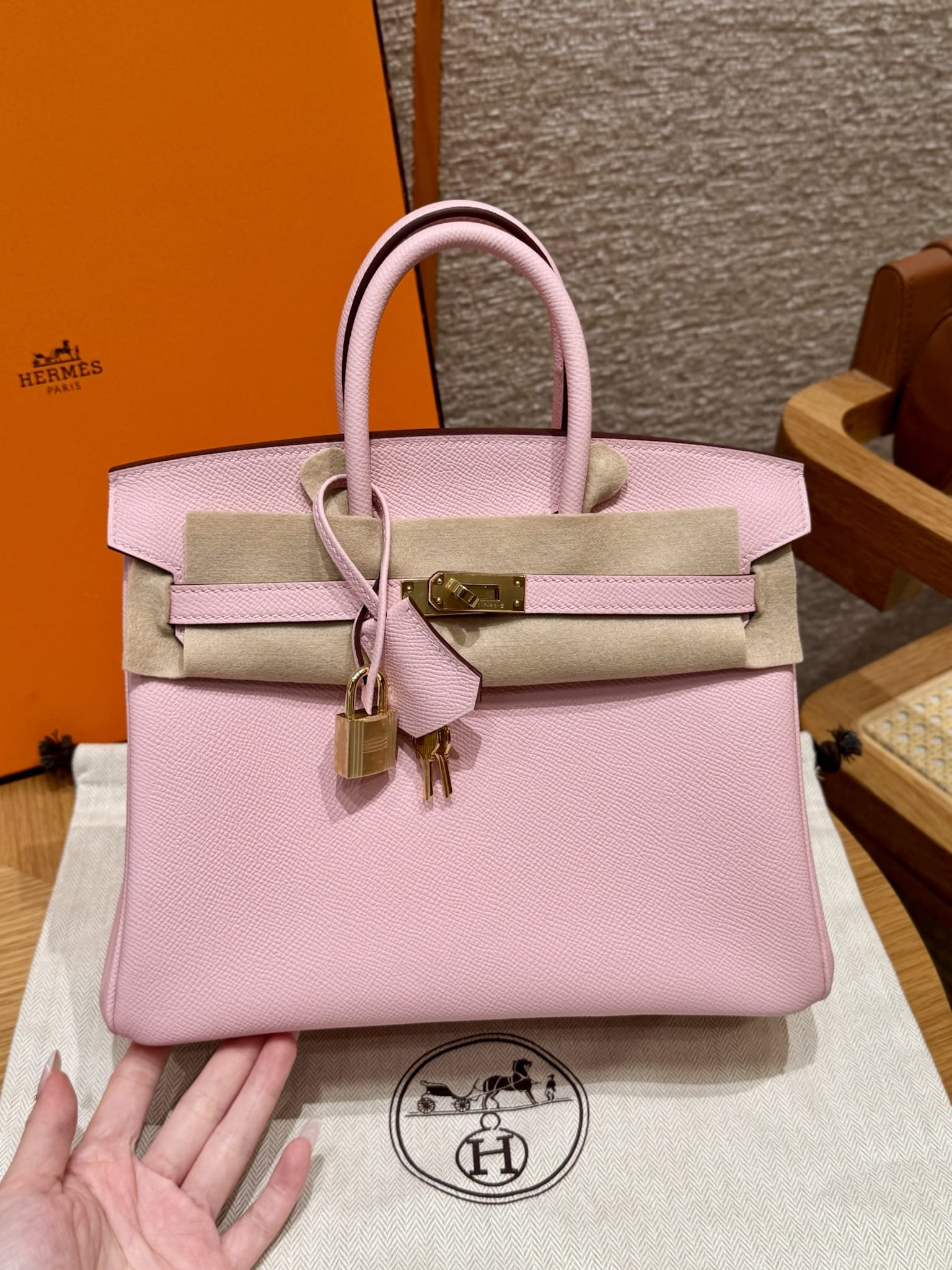 Birkin Hermes Epsom 3Q/Rose Sakura gold