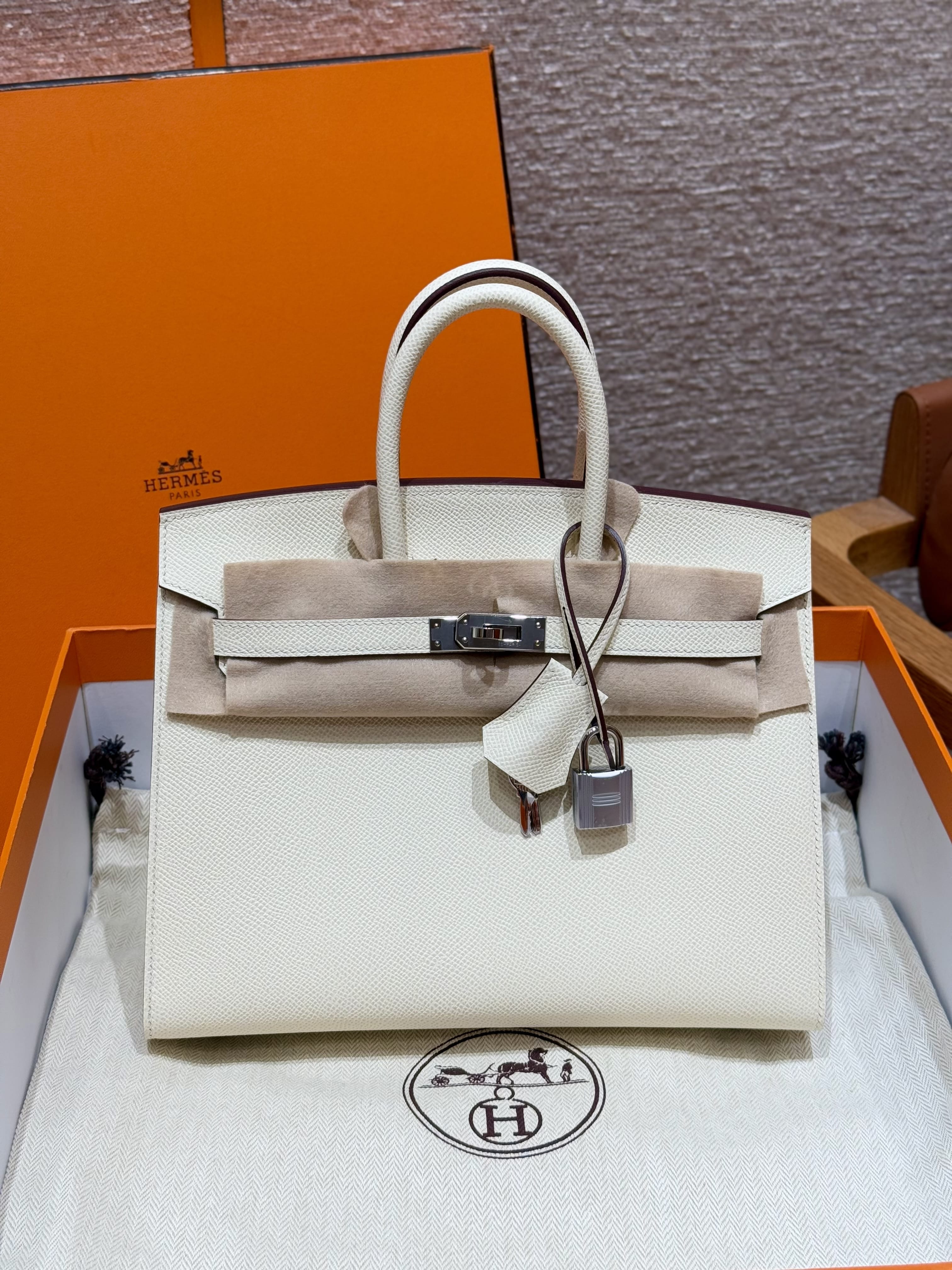Birkin Hermes Epsom i2/nata silver