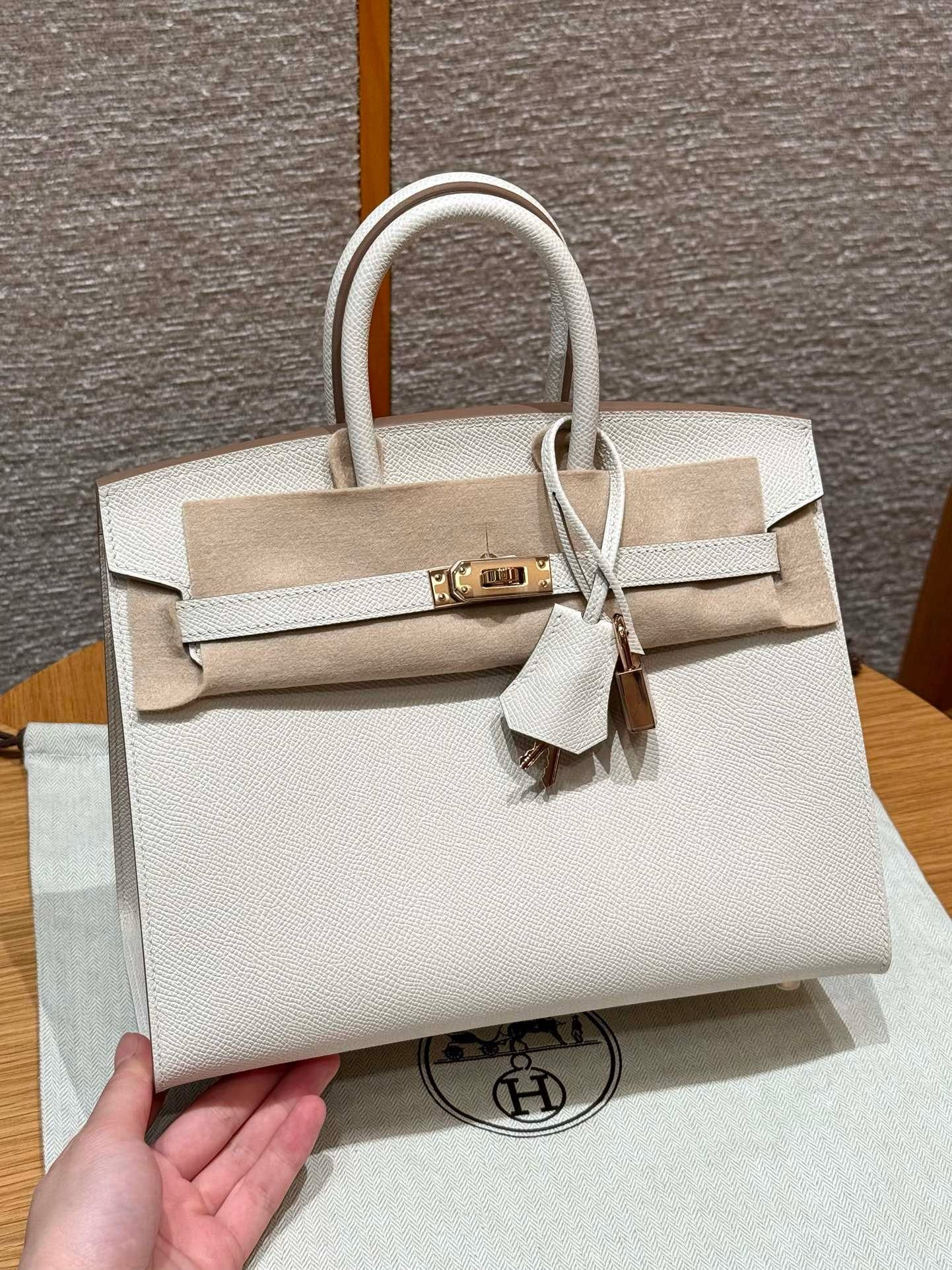 Birkin Hermes Epsom 10/Craie Rose gold