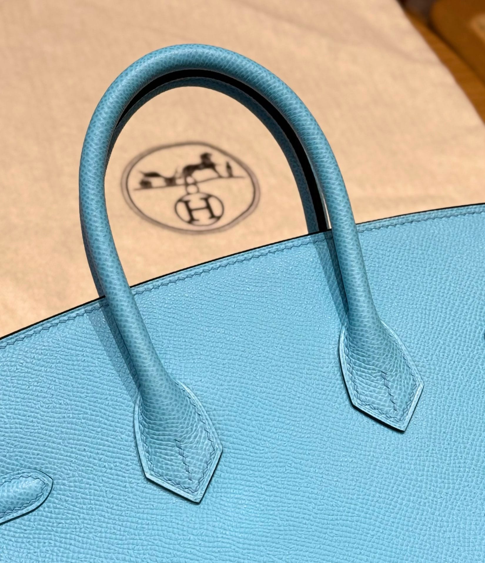 Birkin Hermes Epsom 7N/Celeste gold