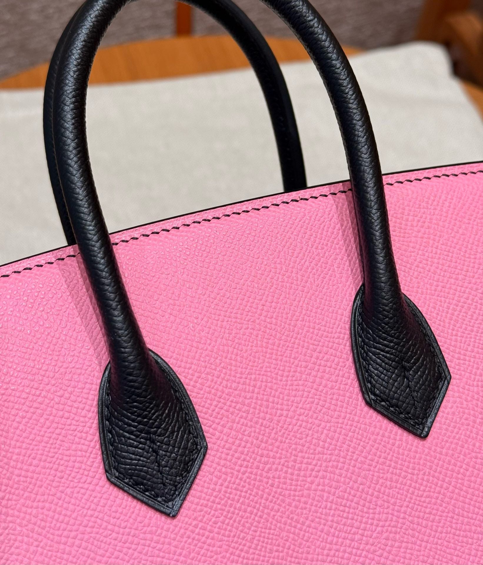 Birkin Hermes Epsom 5p/Pink and 89/noir silver