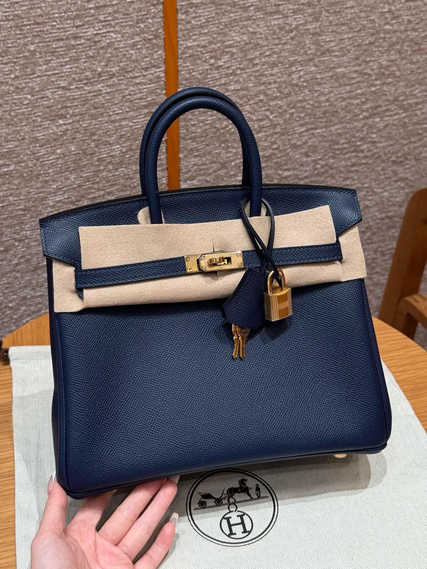 Birkin Hermes Epsom 73/Blue saphir gold