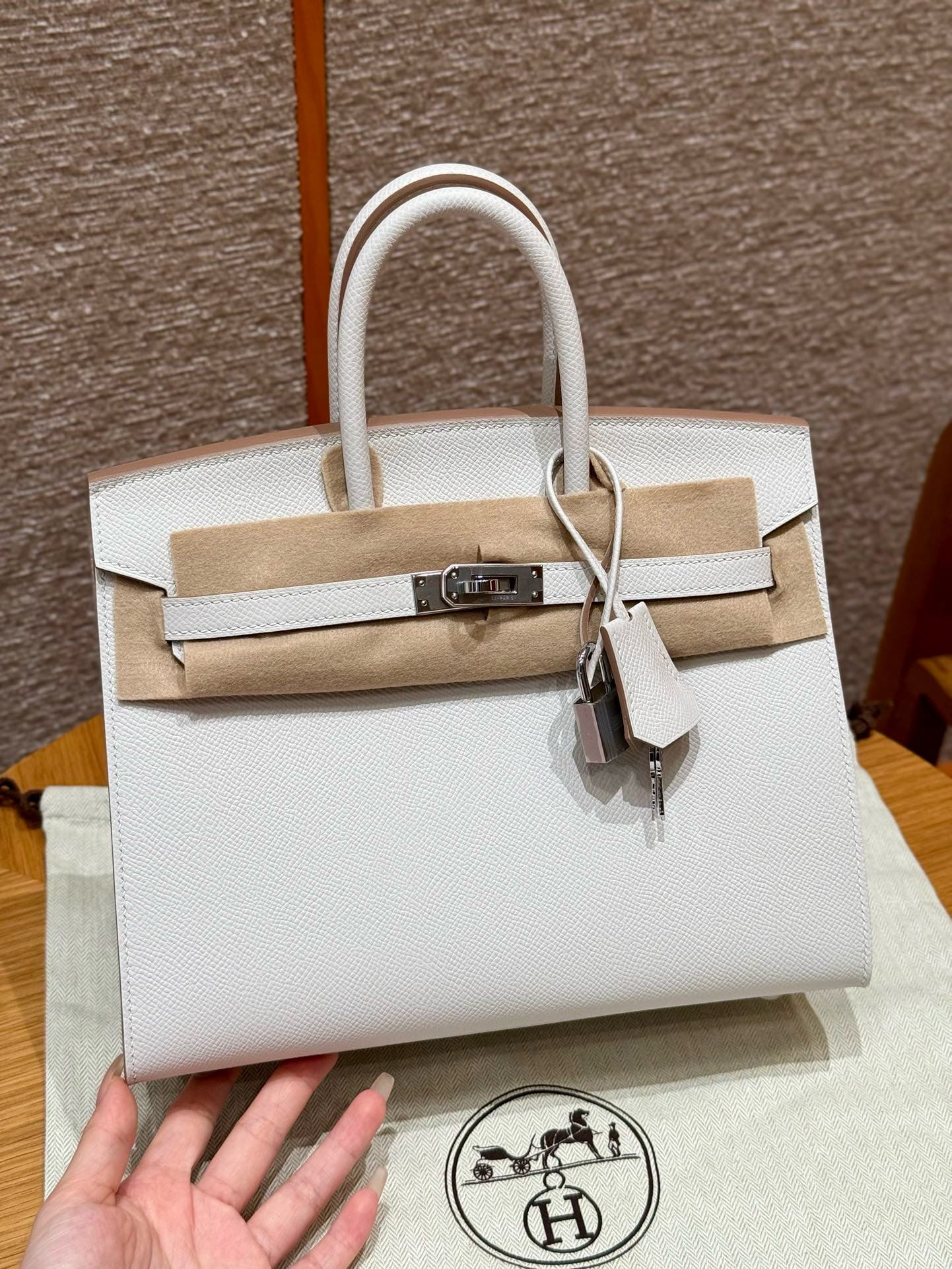 Birkin Hermes Epsom M4/Girs pale silver