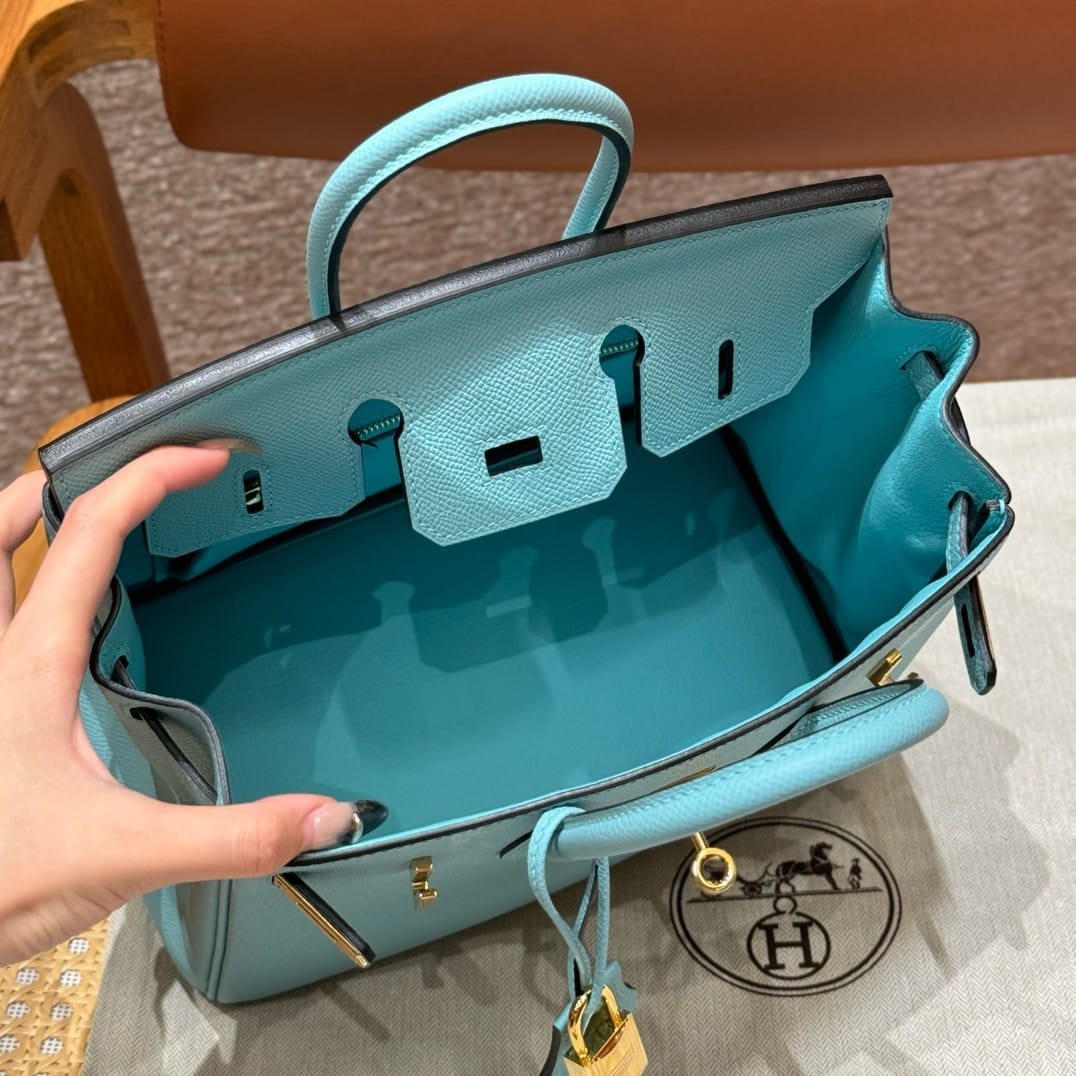 Birkin Hermes Epsom 3P/Blue atoll gold