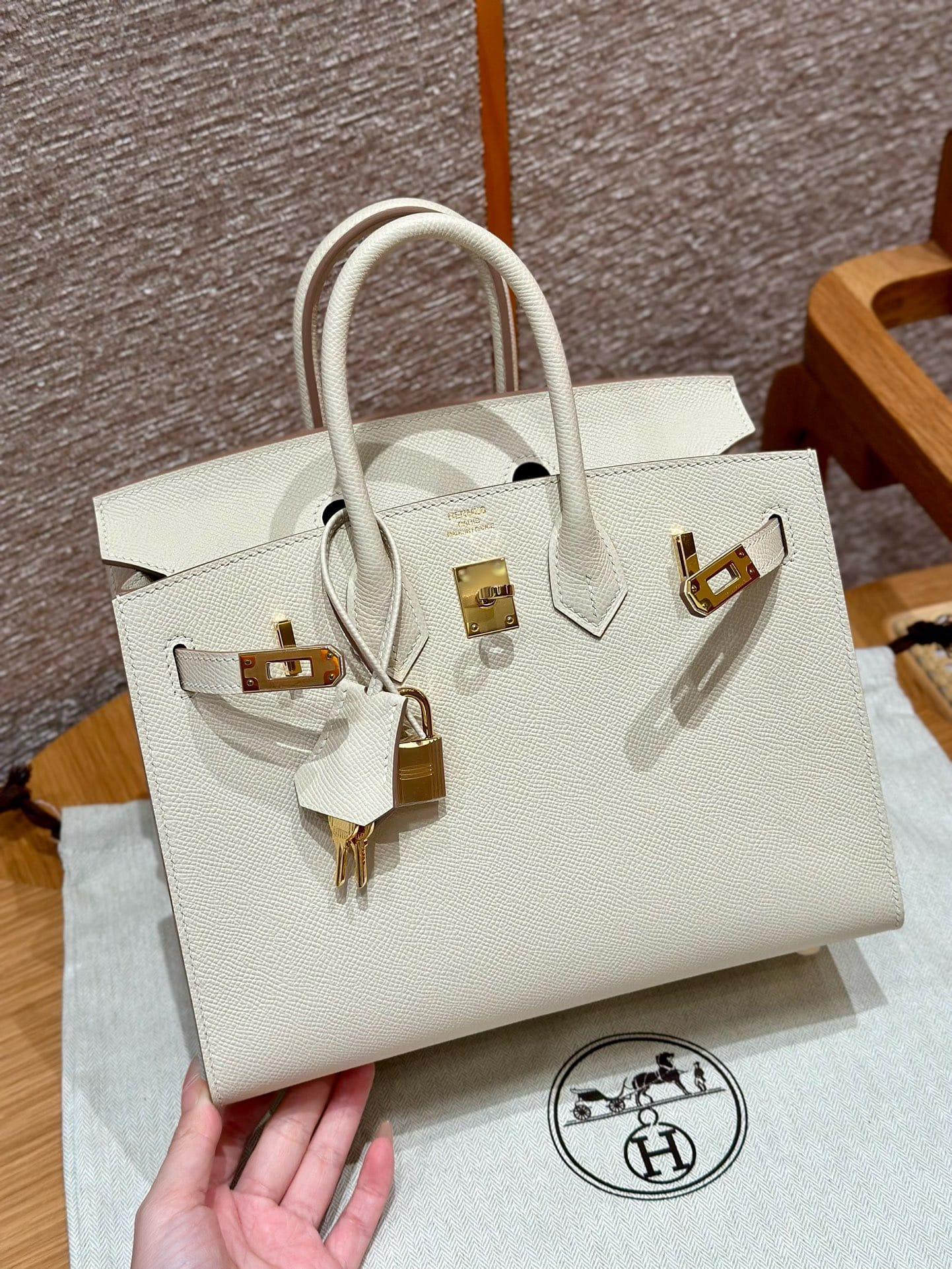 Birkin Hermes Epsom ck10/Craie gold