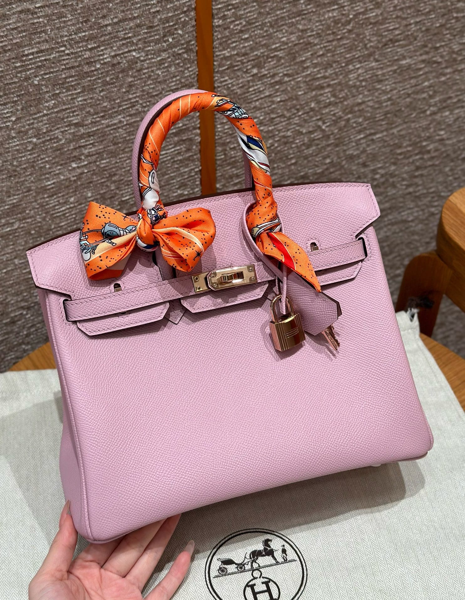 Birkin Hermes Epsom x9/Mauve rose gold