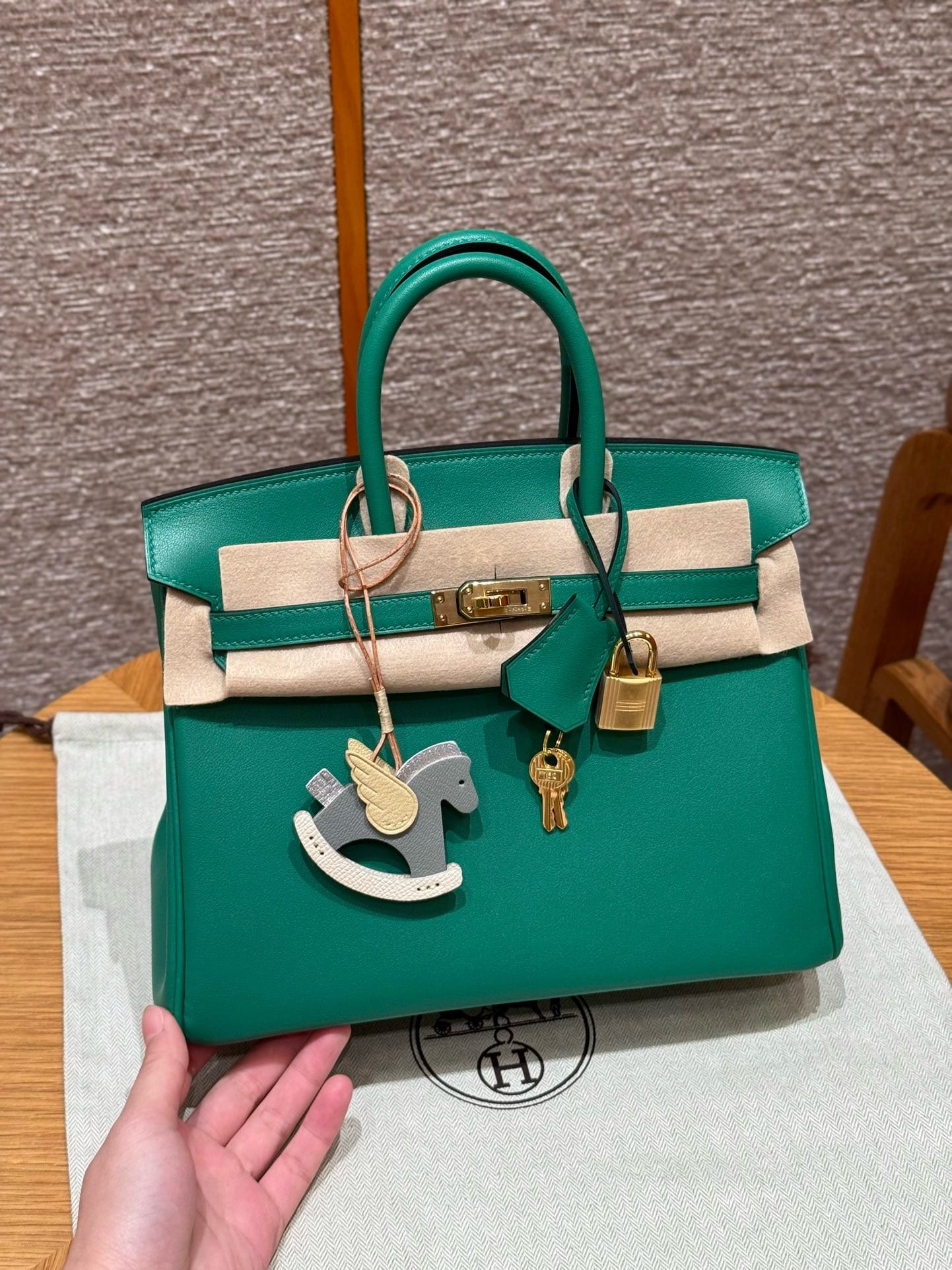Birkin Hermes Swift U4/Vert vertigo gold