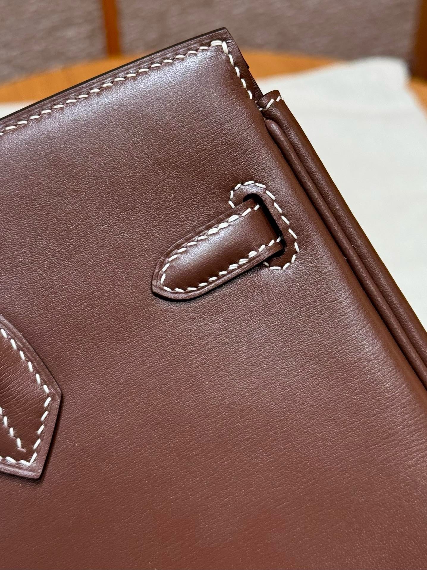 Birkin Hermes Box 47/chocolate silver