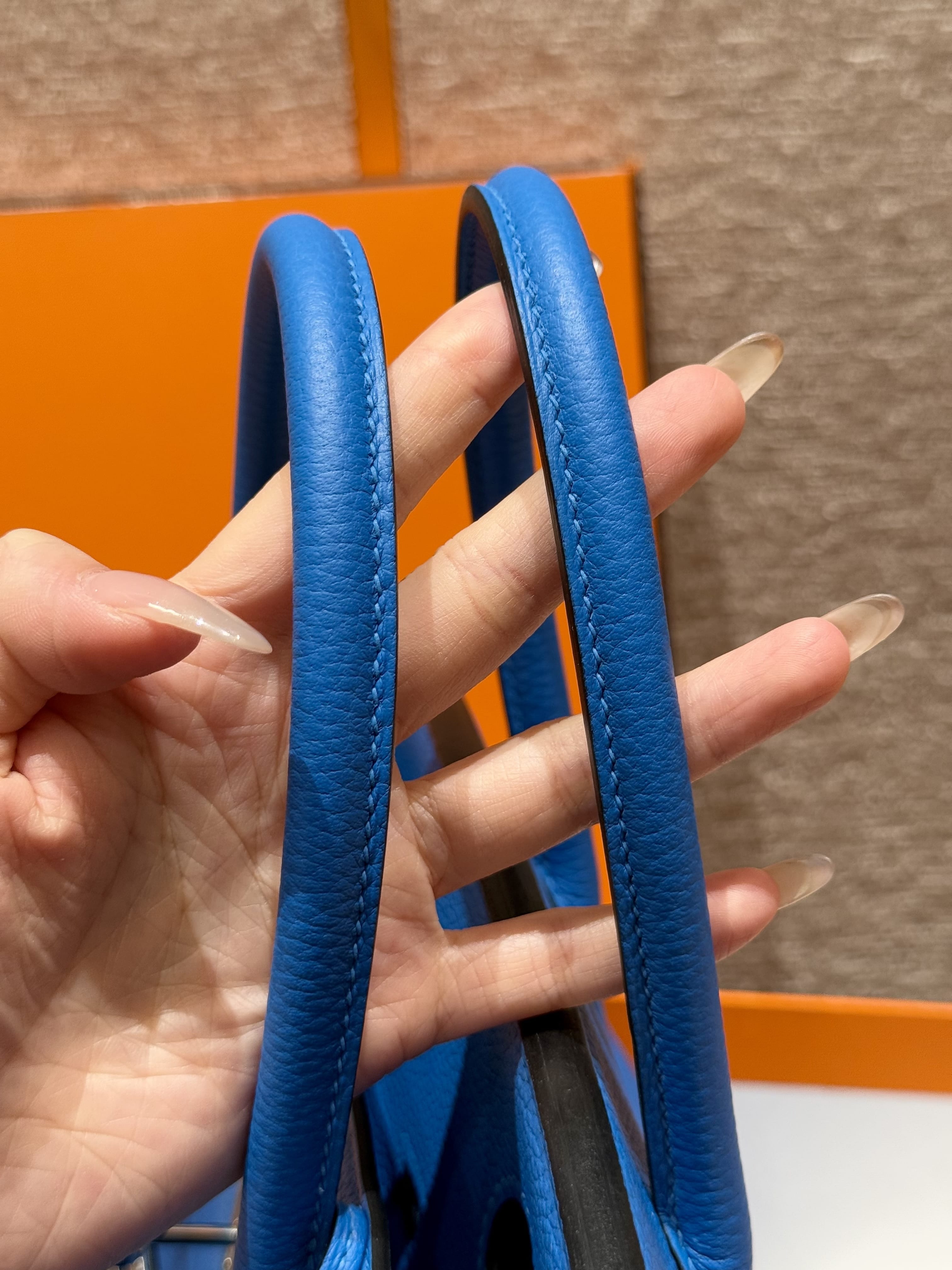 Birkin Hermes Togo 17/Blue zalige silver