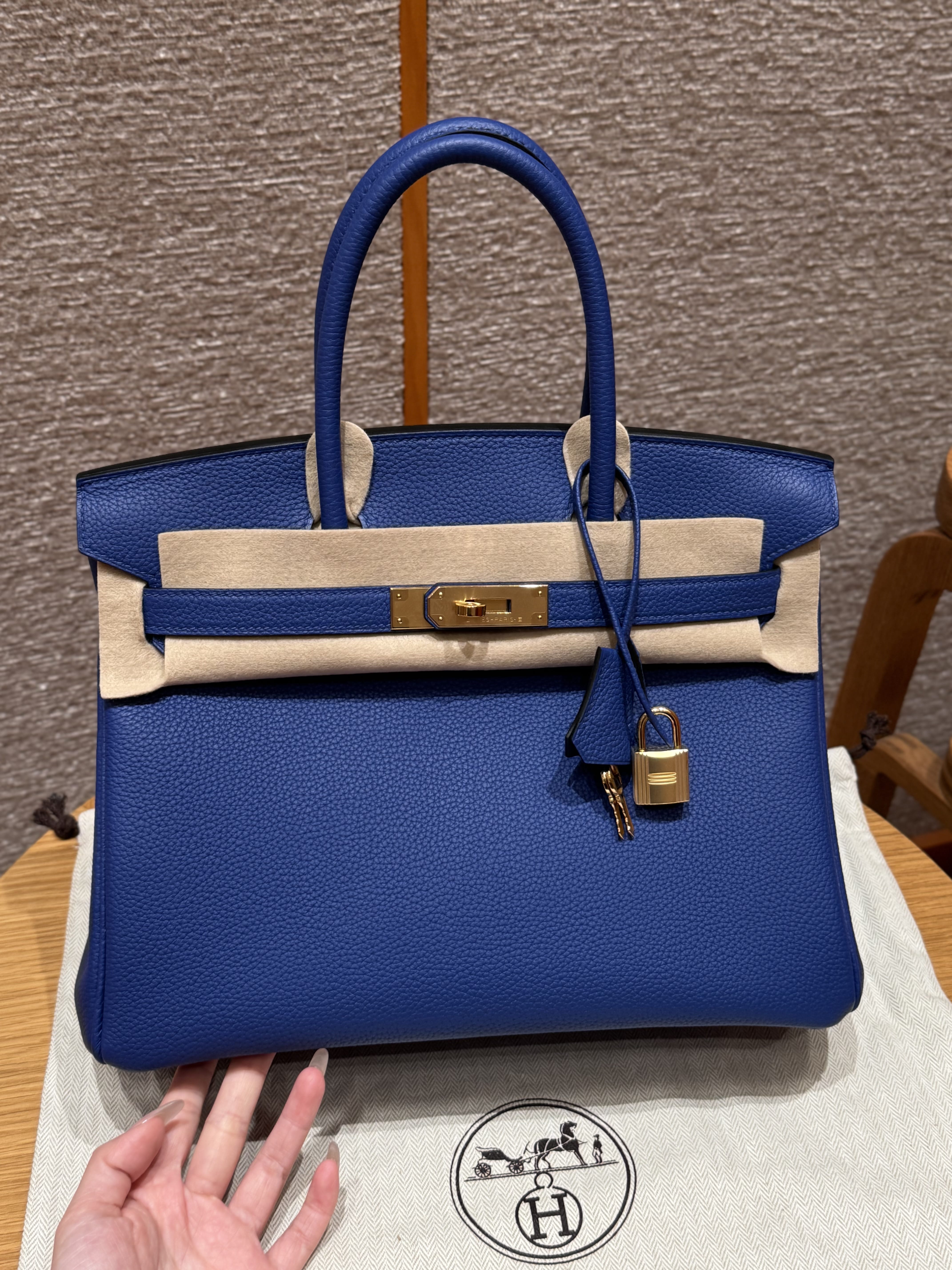 Birkin Hermes Togo 7T/Blue electric gold