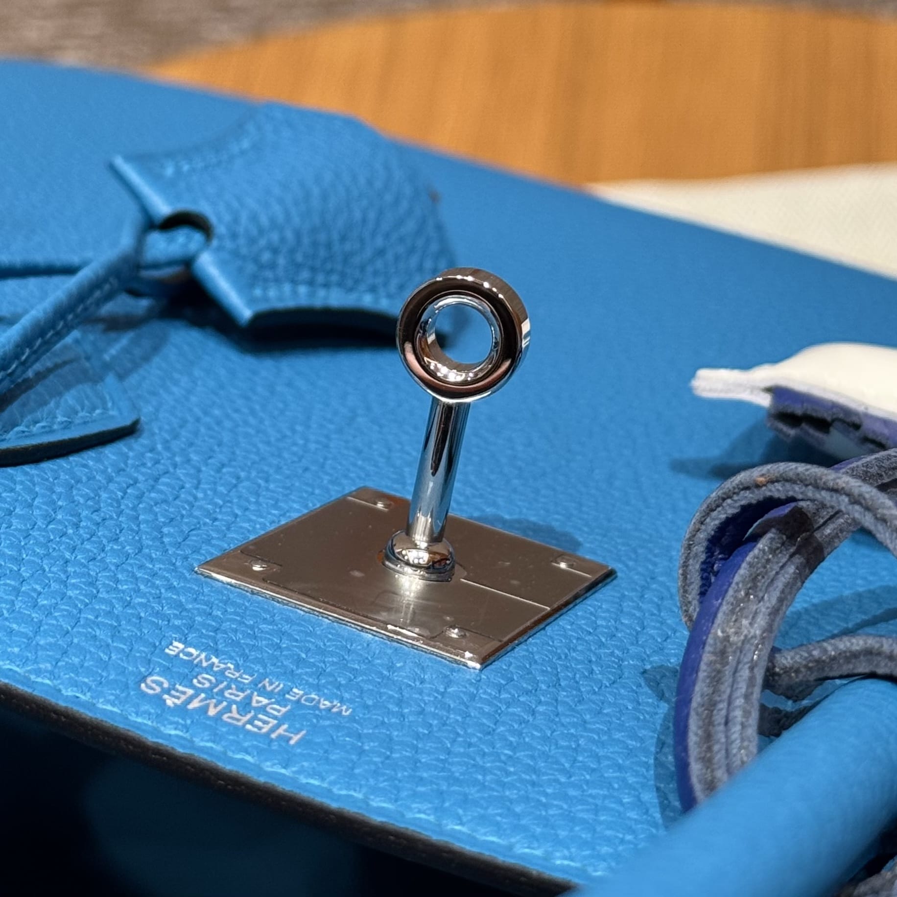 Birkin Hermes Togo T7/Blue Hydra silver