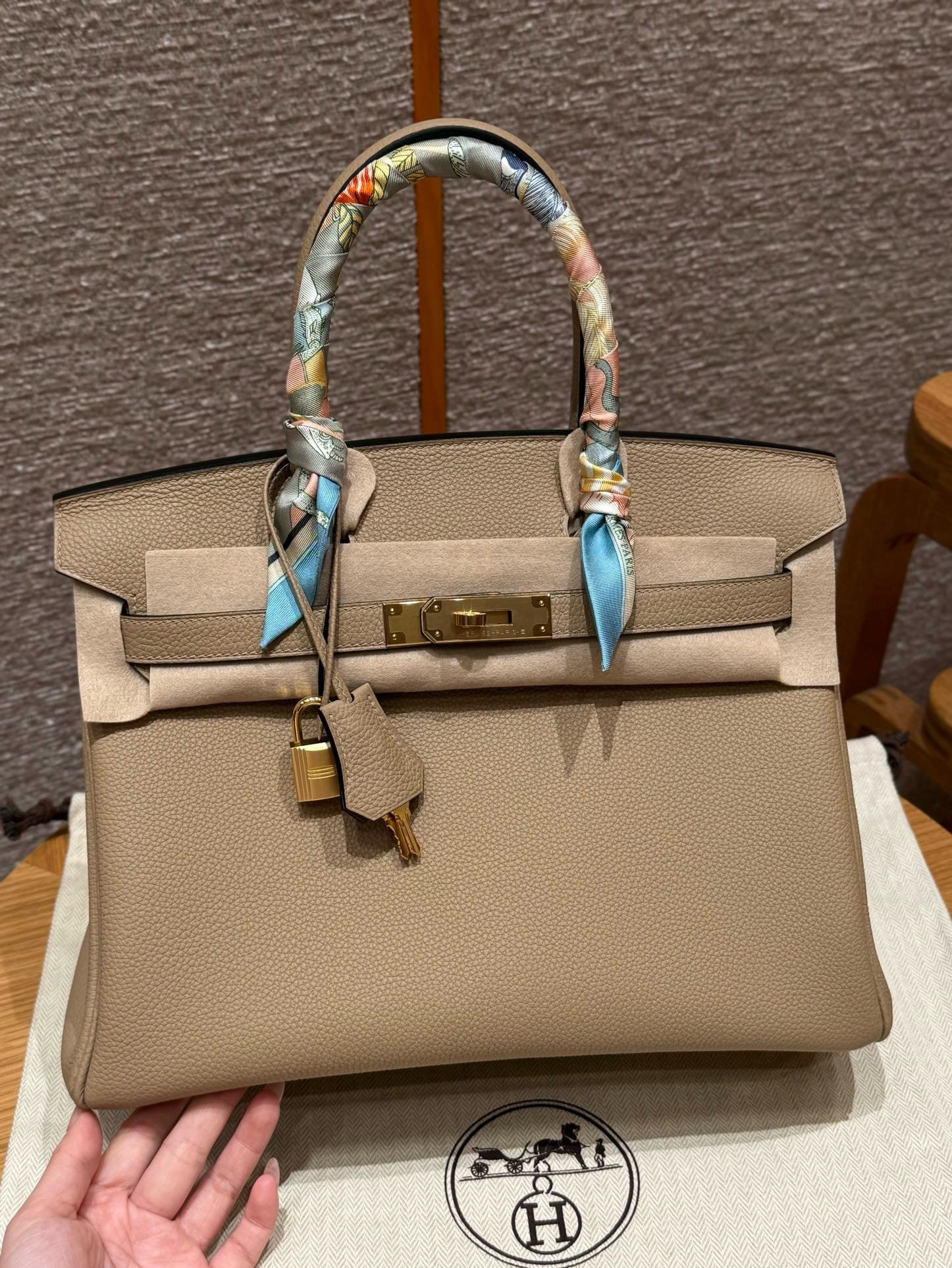 Birkin Hermes Togo S2/Trench gold