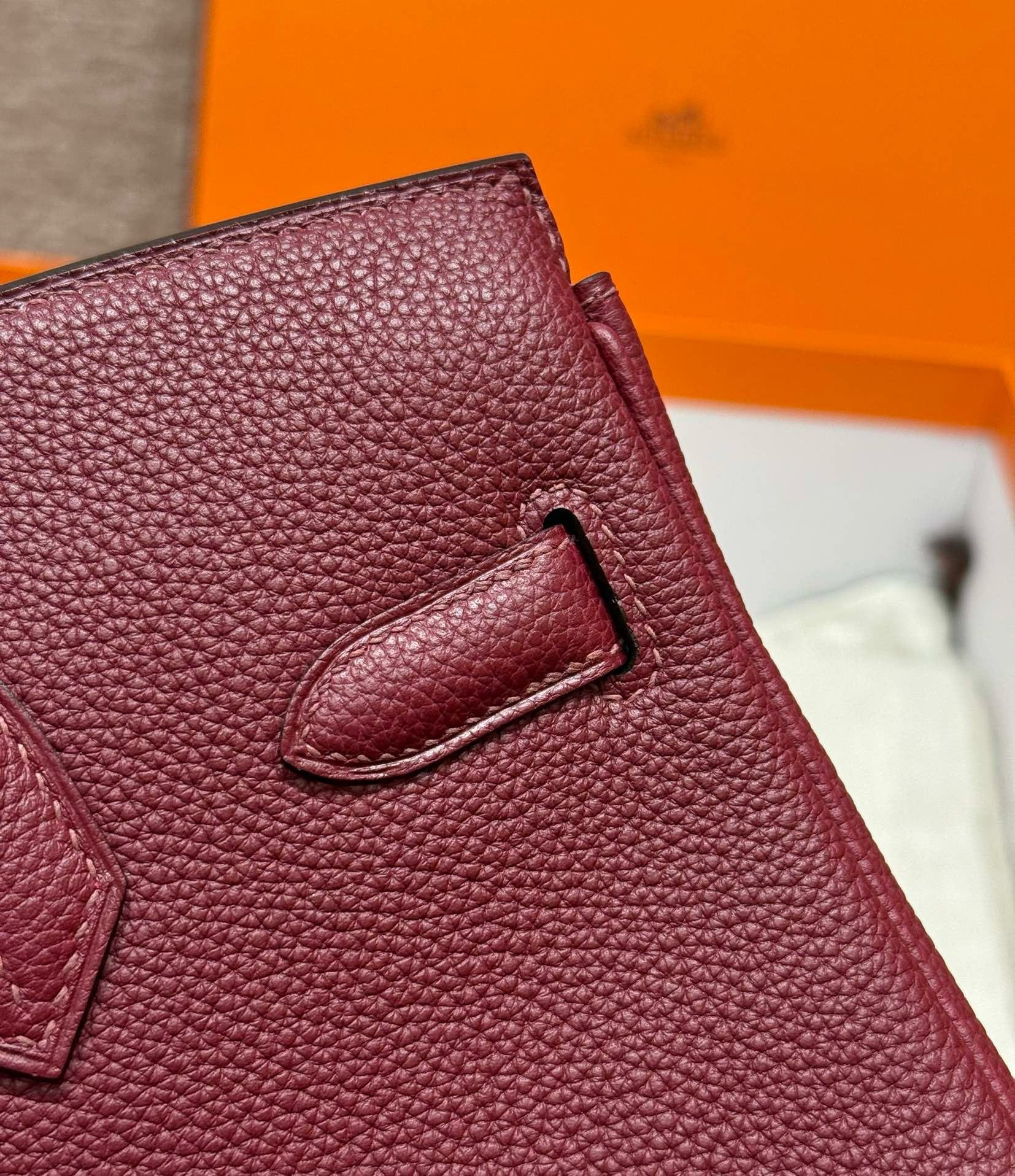 Birkin Hermes Togo 57/Bordeaux silver